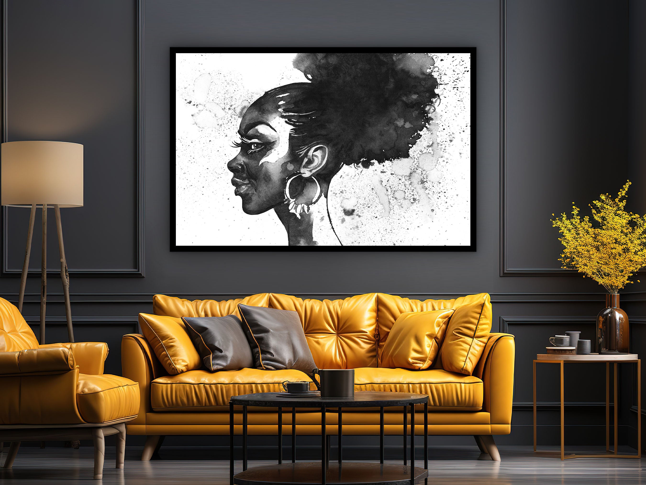 lady hair Modern Canvas Wall Art, Modern Design Home Decor, Ready to Hang, Unique Gift