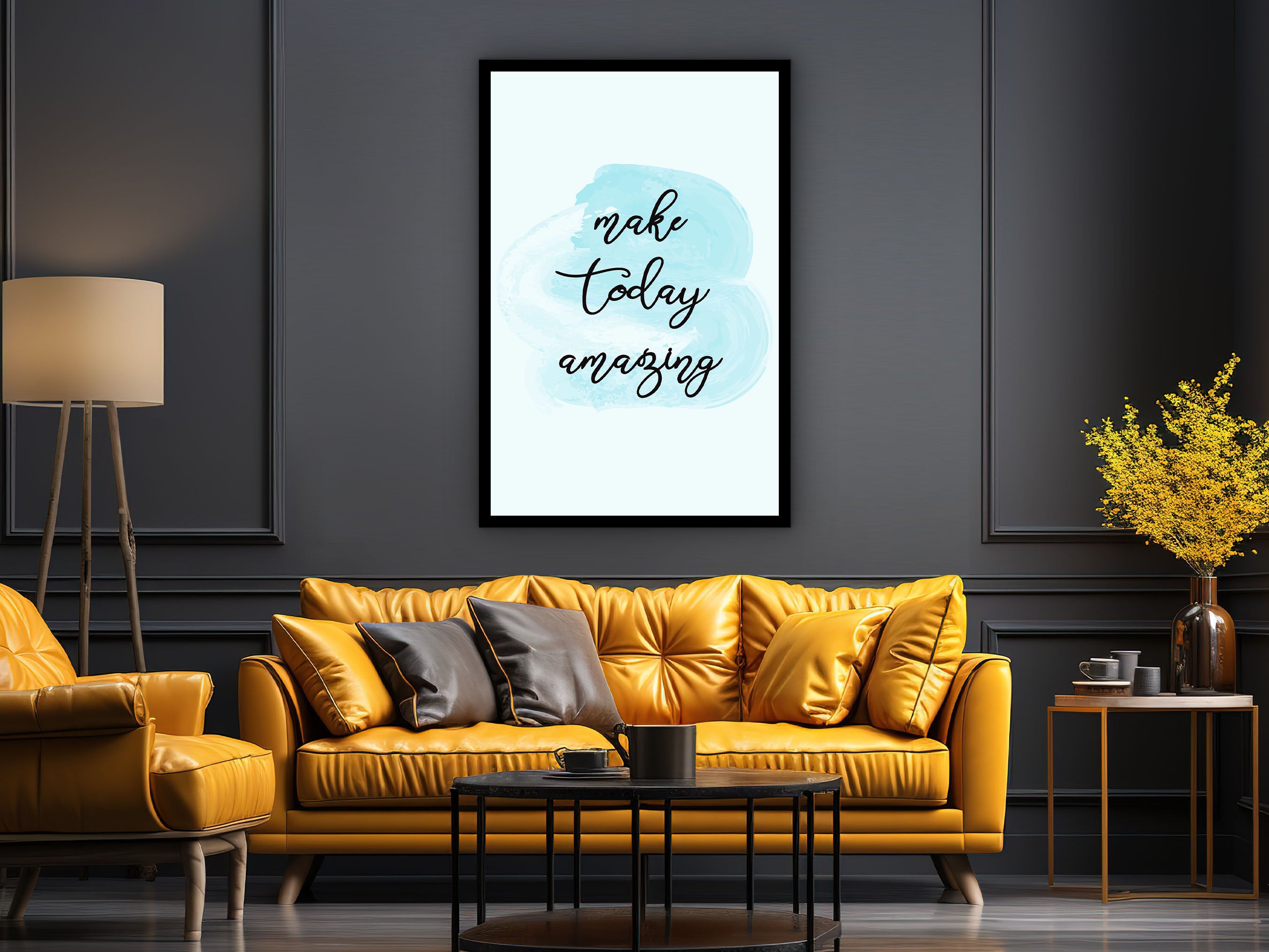 Motivational Sign Wall Art, Make Today Amazing Canvas, Modern Home Office Print, Ready to Hang, Perfect Gift for Her, Printed on Black Frame