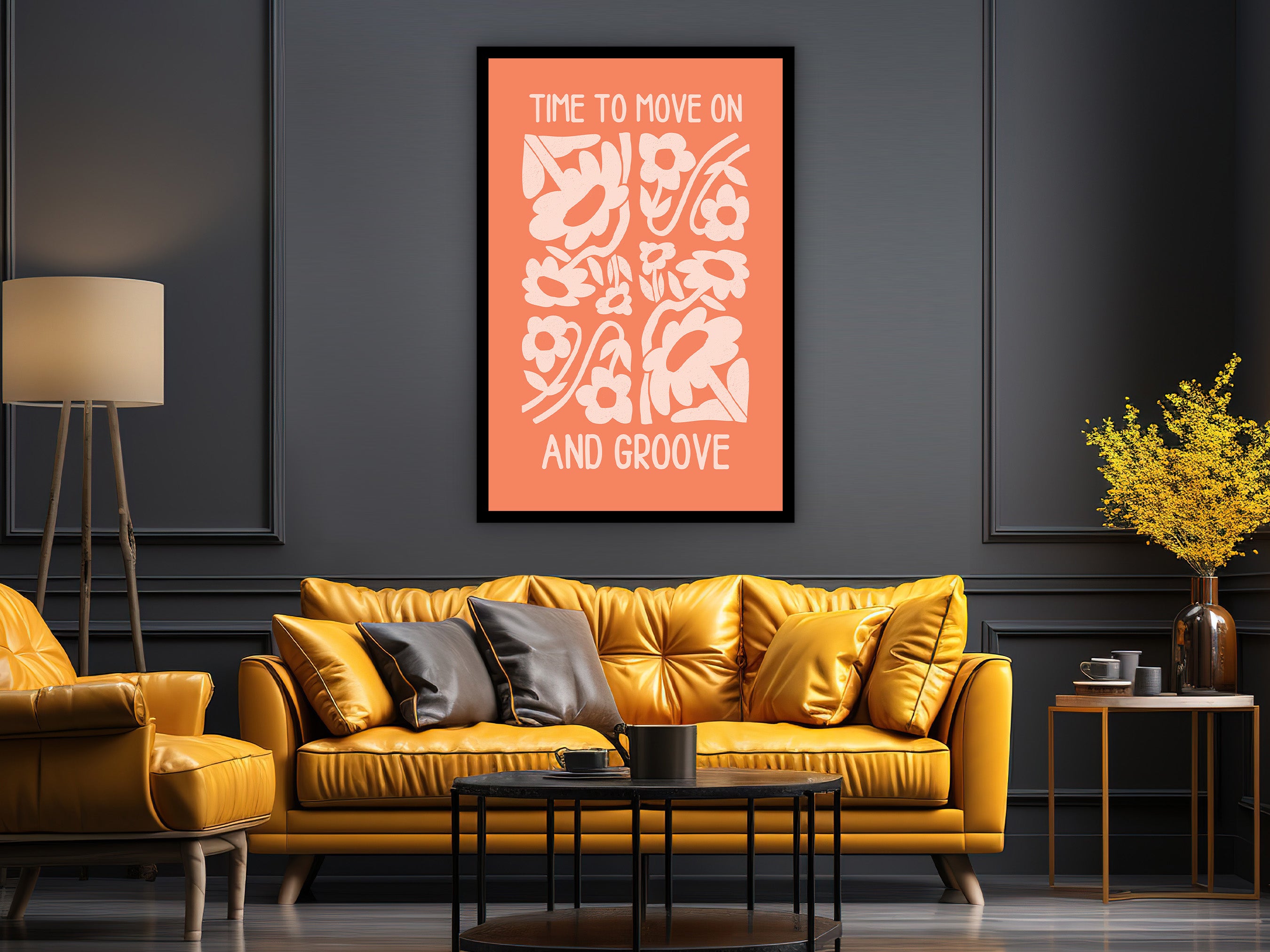 Motivational Wall Art, Time to Move On Groove Wall Art Canvas, Office Wall Decor, Affirmation Artwork, Ready to Hang, Printed on Black Frame