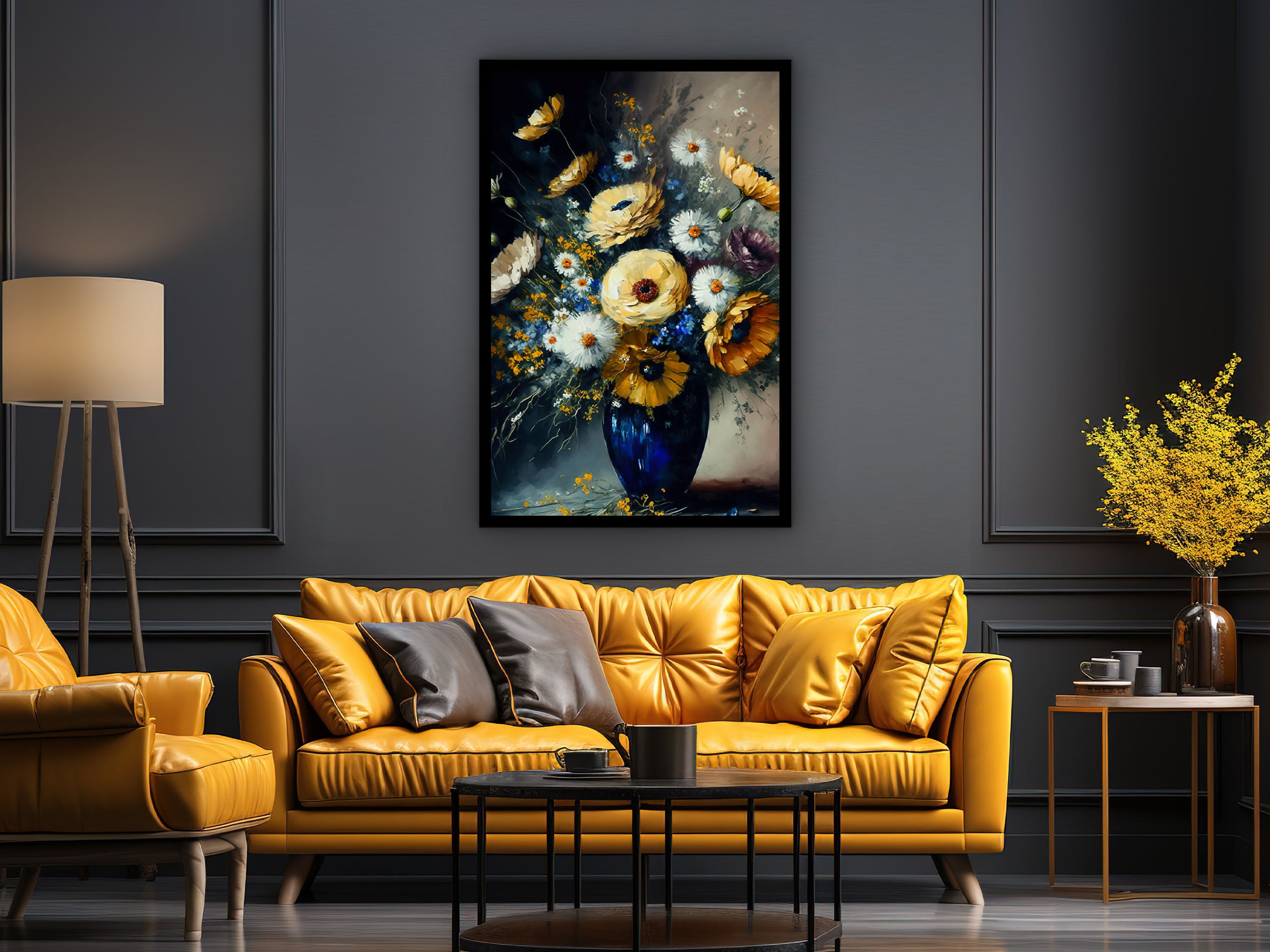 Beautiful Flowers Canvas Wall Art, Floral Painting Print Canvas, Home and Office Decor Wall Art, Wall Art Canvas Design, Ready to Hang, Printed on Black Frame