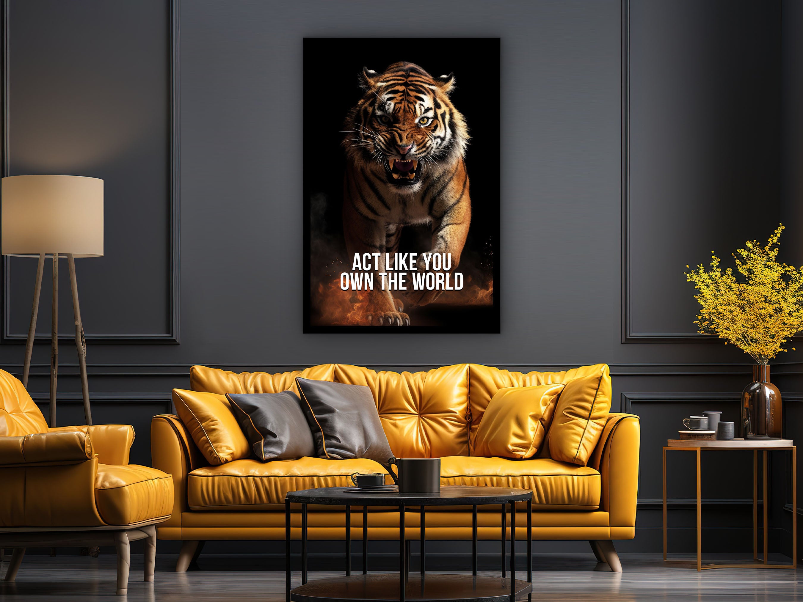 Act Like You Own The World Wall Art, Motivational Canvas Art, Wall Decor with Quotes, Ready to Hang, Gift for Friend, Printed on Black Frame