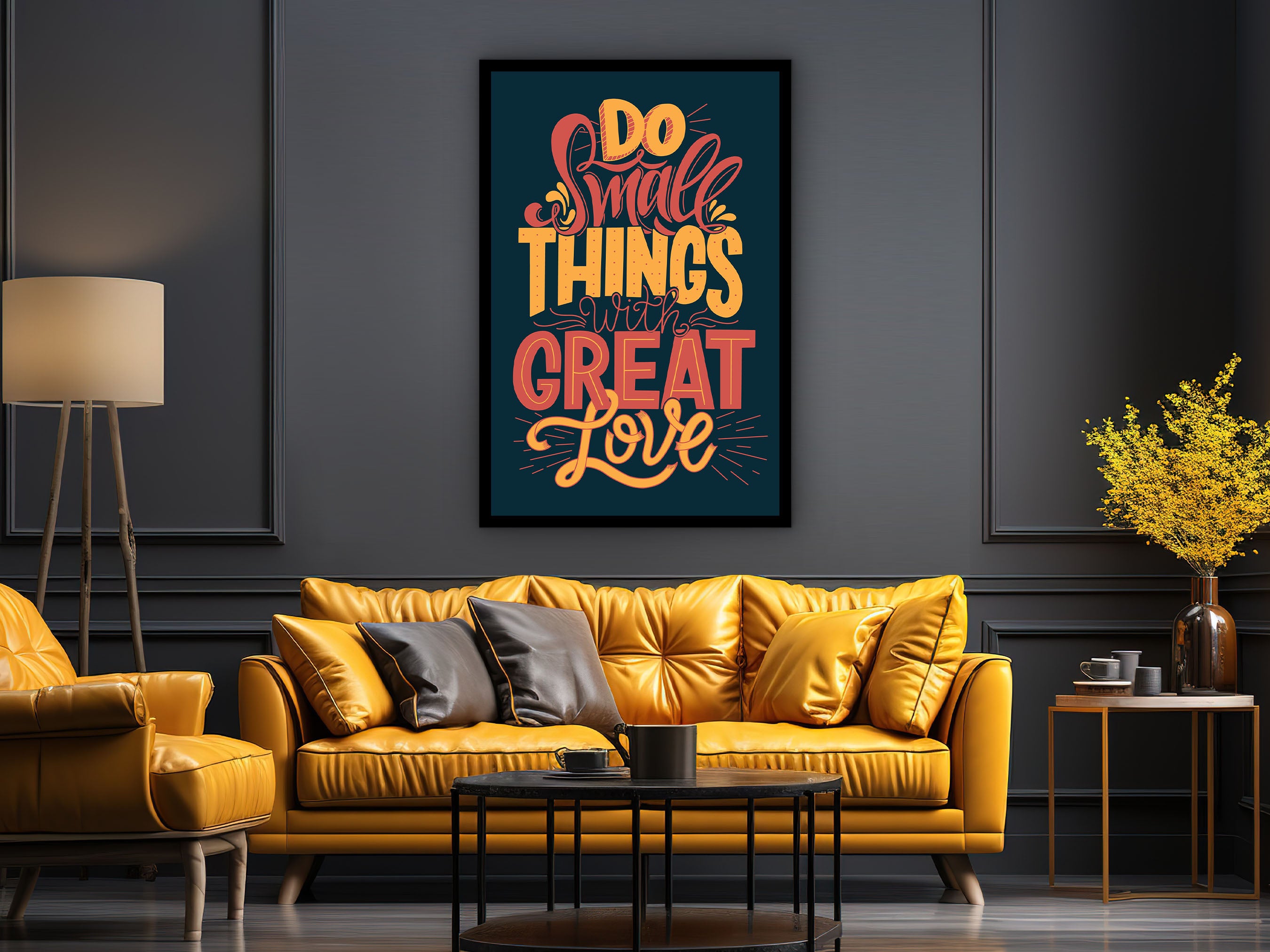 Do Small Things With Great Love Canvas Wall Art, Modern Design Home & Office Decor, Motivational Wall Art, Ready to Hang, Printed on Black Frame