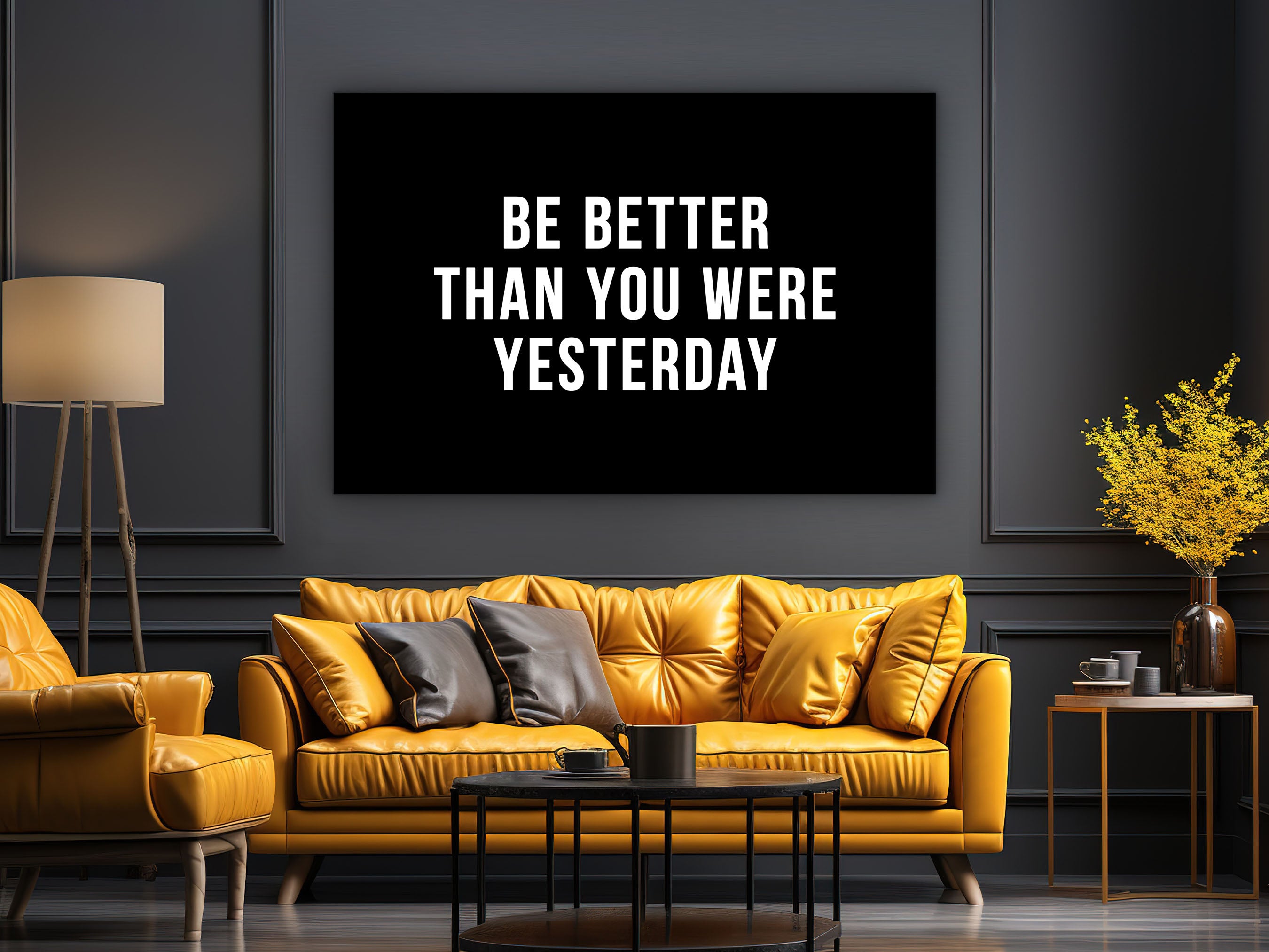 Motivational Wall Art, Be Better Than You Were Yesterday Canvas, Office Decor, Affirmation Artwork, Ready to Hang, Printed on Black Frame