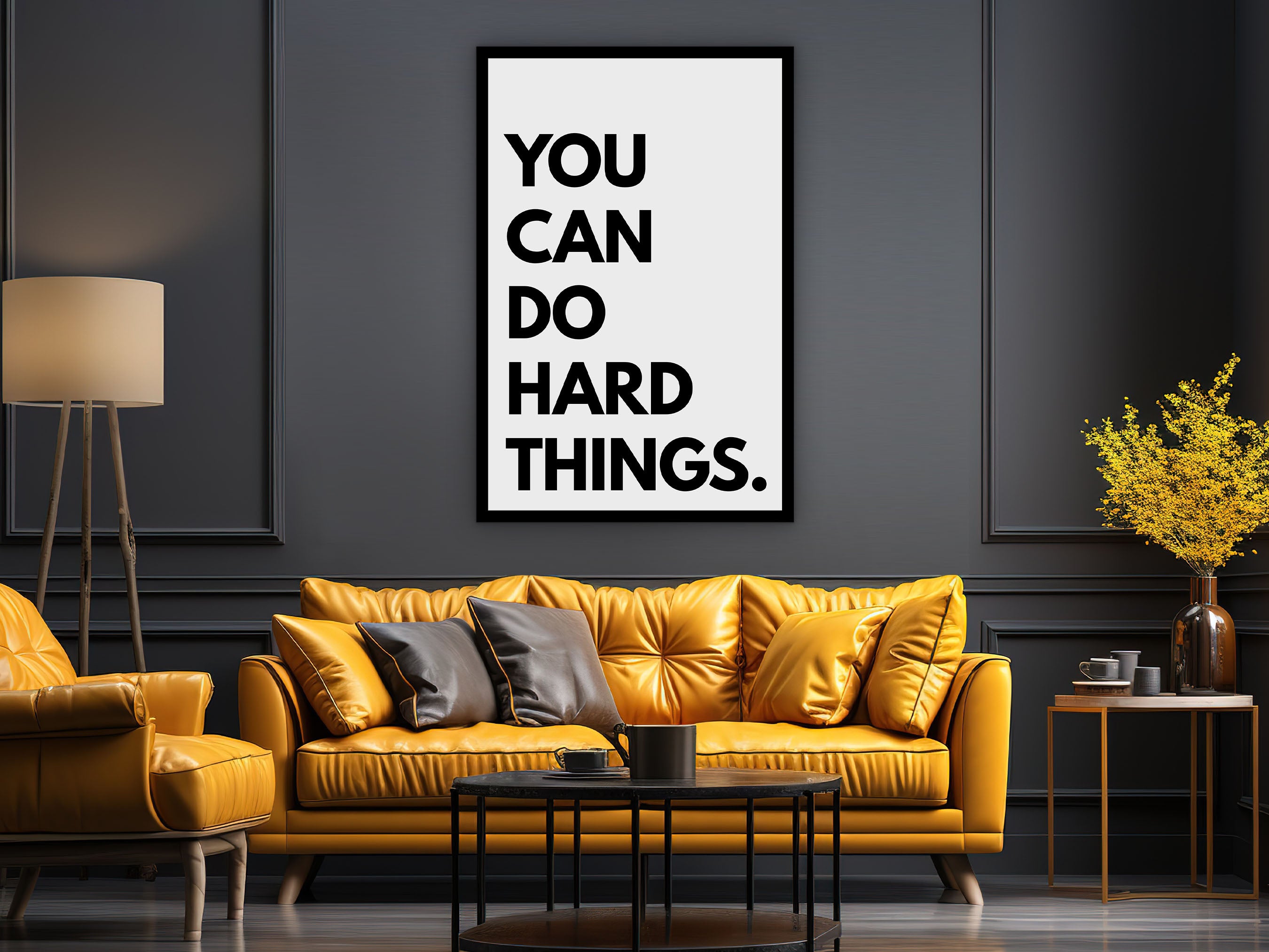 Motivational Wall Art, You Can Do Hard Things Wall Art Canvas, Dream Chasing Prints, Uplifting Artwork, Wall Hanging, Printed on Black Frame