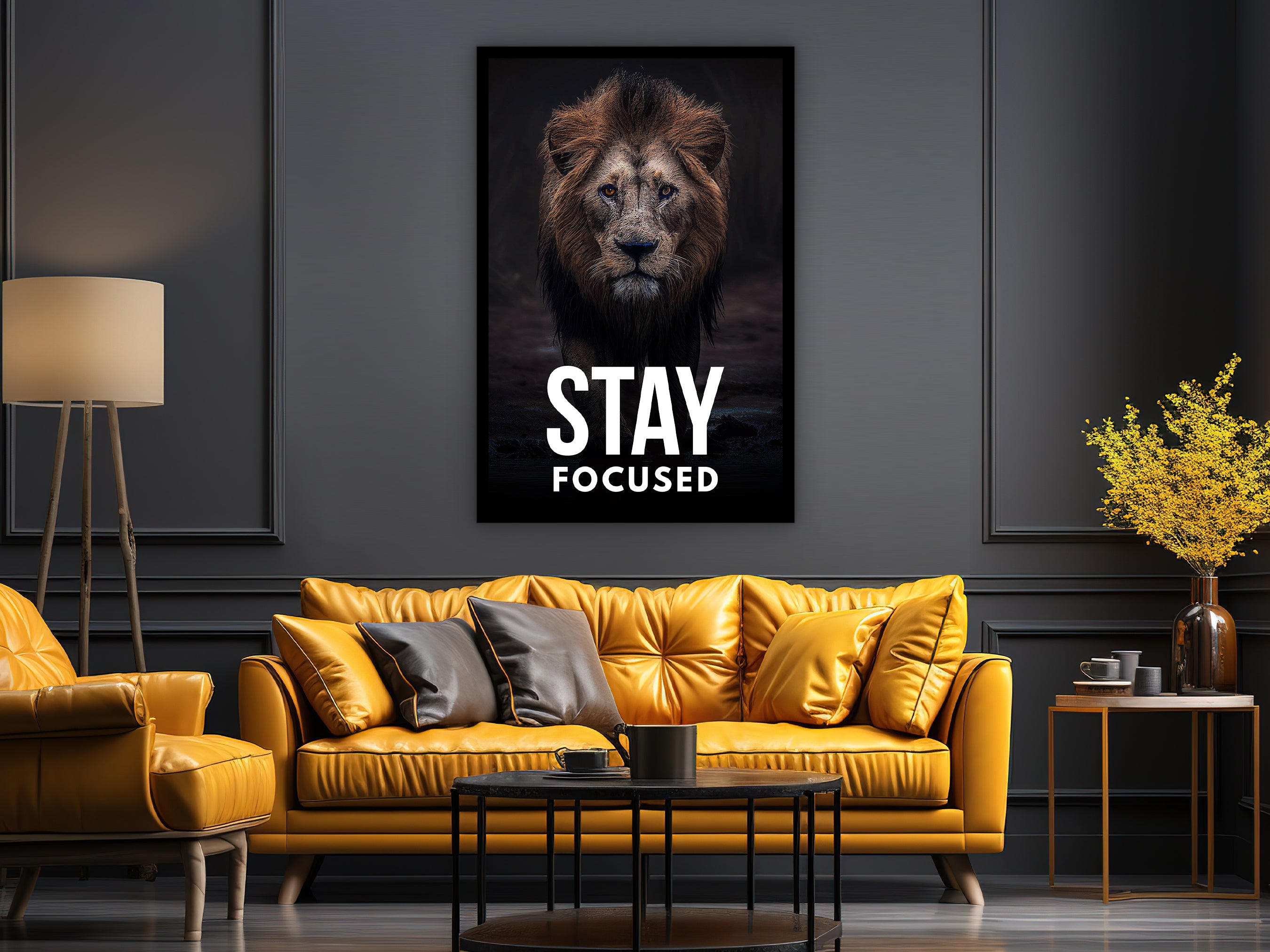 Stay Focused Wall Art, Motivational Canvas Art, Modern Home & Office Wall Decor, Ready to Hang, Gift Idea for Him, Printed on Black Frame