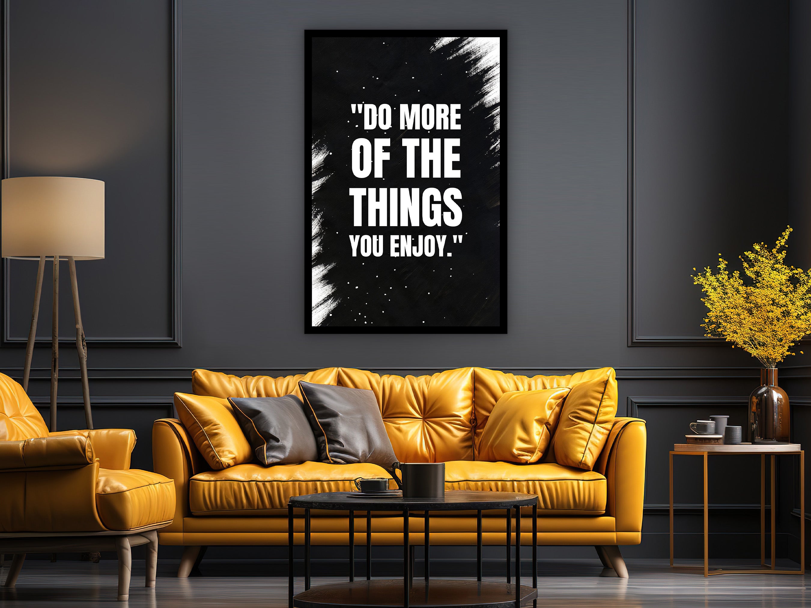 Motivational Wall Art, "Do More of The Things You Enjoy" Wall Art Canvas, Personal Growth Artwork, Wall Hanging Gift, Printed on Black Frame