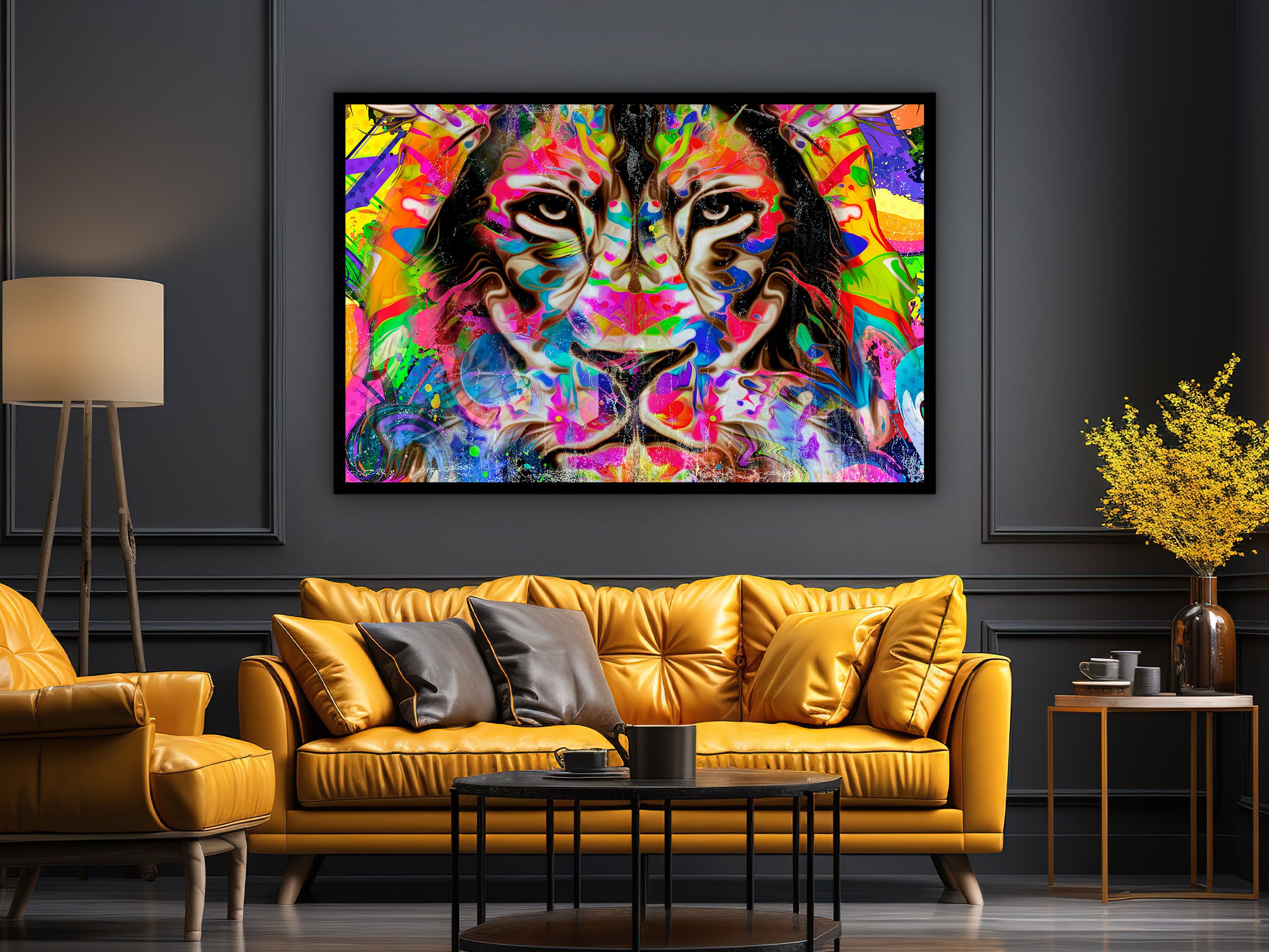 Motivation Modern Lion Canvas Wall Art, Modern Design Home Decor, Ready to Hang, Unique Gift