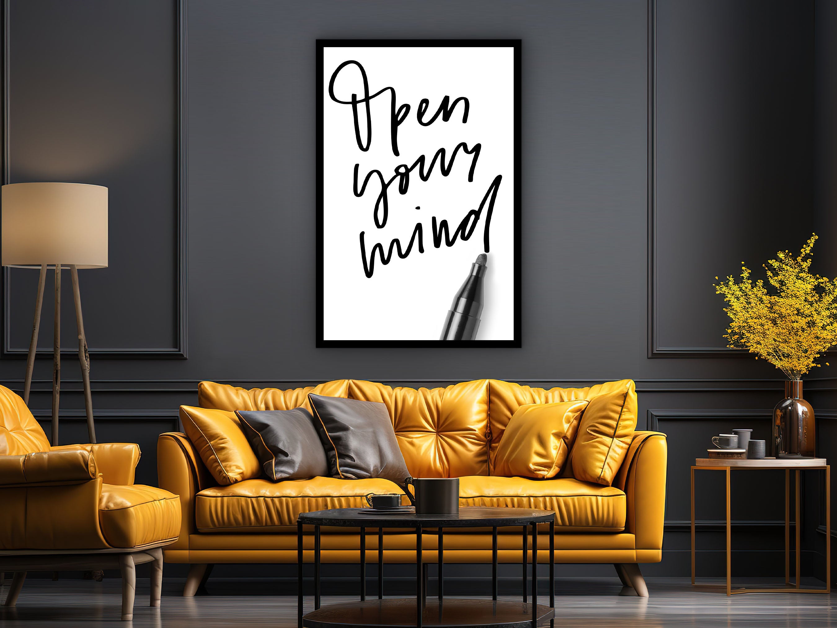 Inspirational Design Canvas Prints, Open Your Mind Wall Art, Modern Home & Office Decor, Ready to Hang, Perfect Gift, Printed on Black Frame