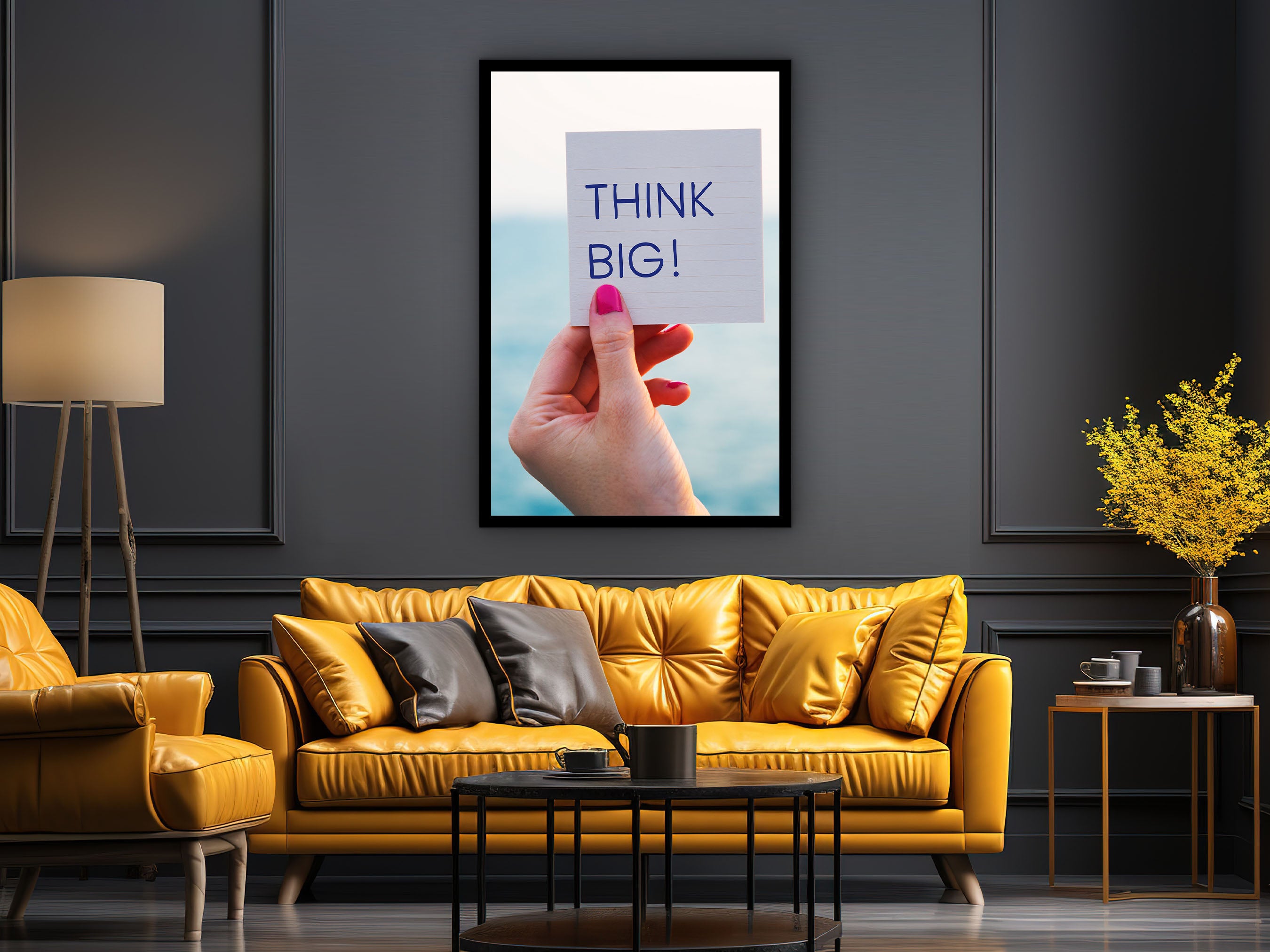 Motivation Art, Think Big Canvas Wall Art, Encouraging Wall Art, Home & Office Decor, Inspirational Art, Unique Gift, Printed on Black Frame