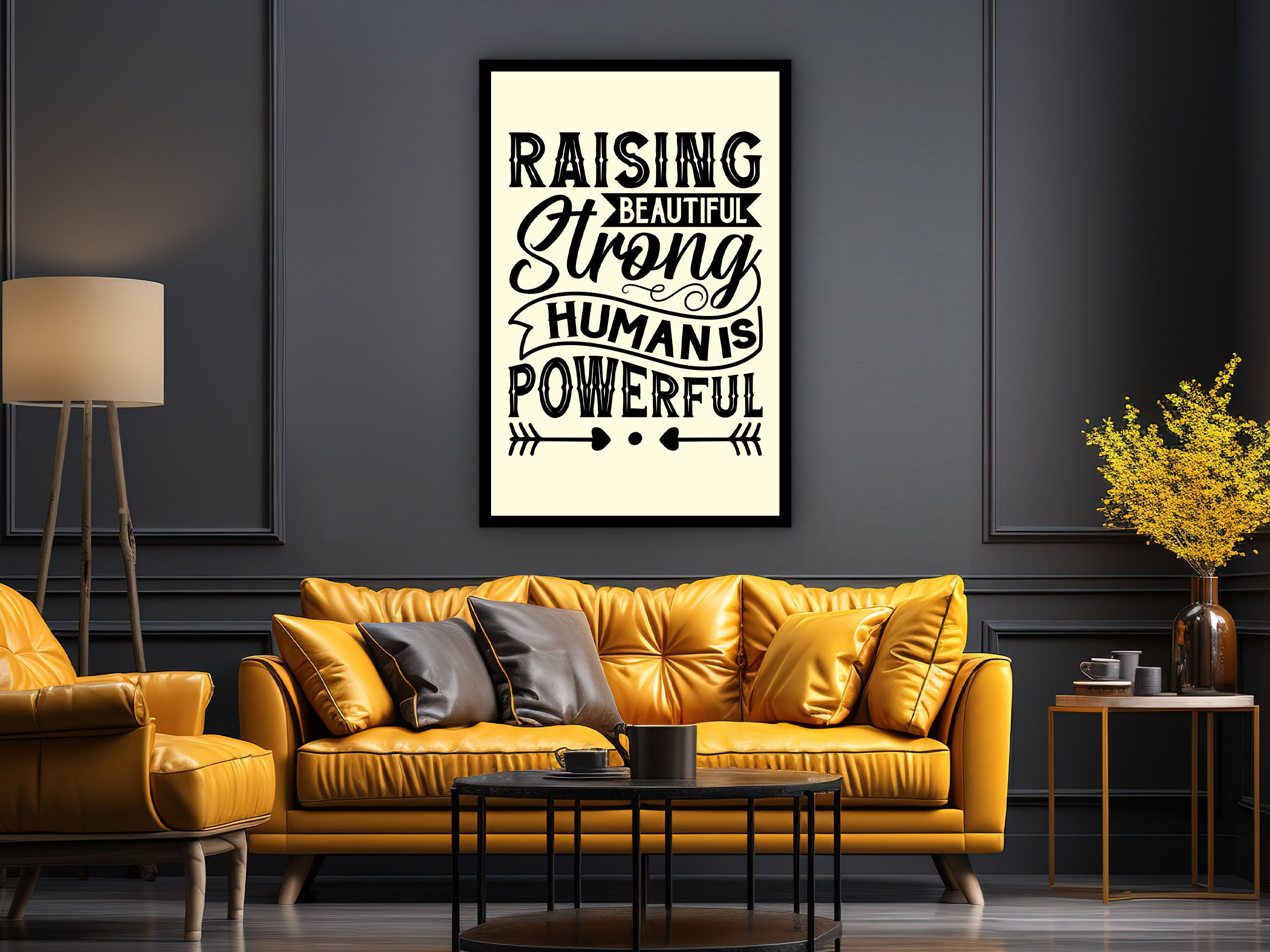 Motivational Wall Art, Raising Beautiful Strong Human is Powerful Canvas,  Ready to Hang, Strong Human Art Print, Printed on Black Frame