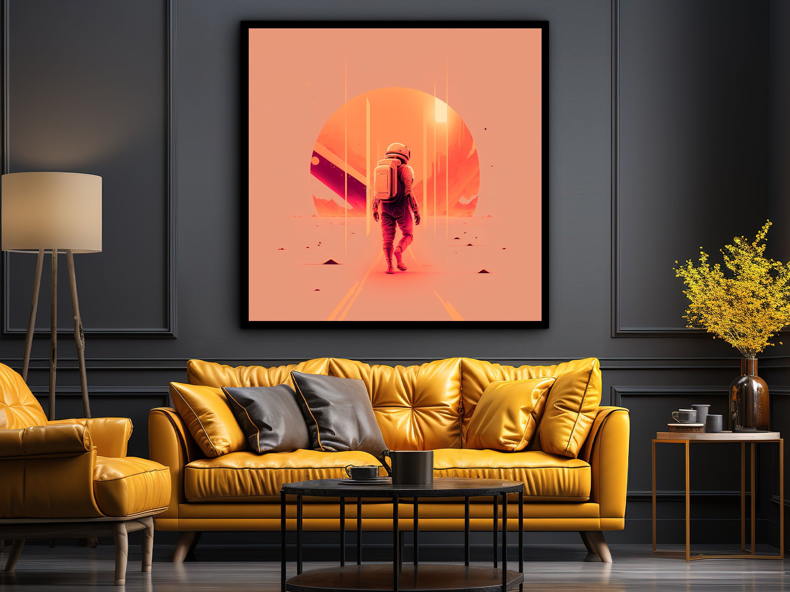 Man Astronaut Canvas Wall Art, Astronaut Design Print Art, Home & Office Wall Decor, Ready to Hang, Perfect Gift, Printed on Black Frame