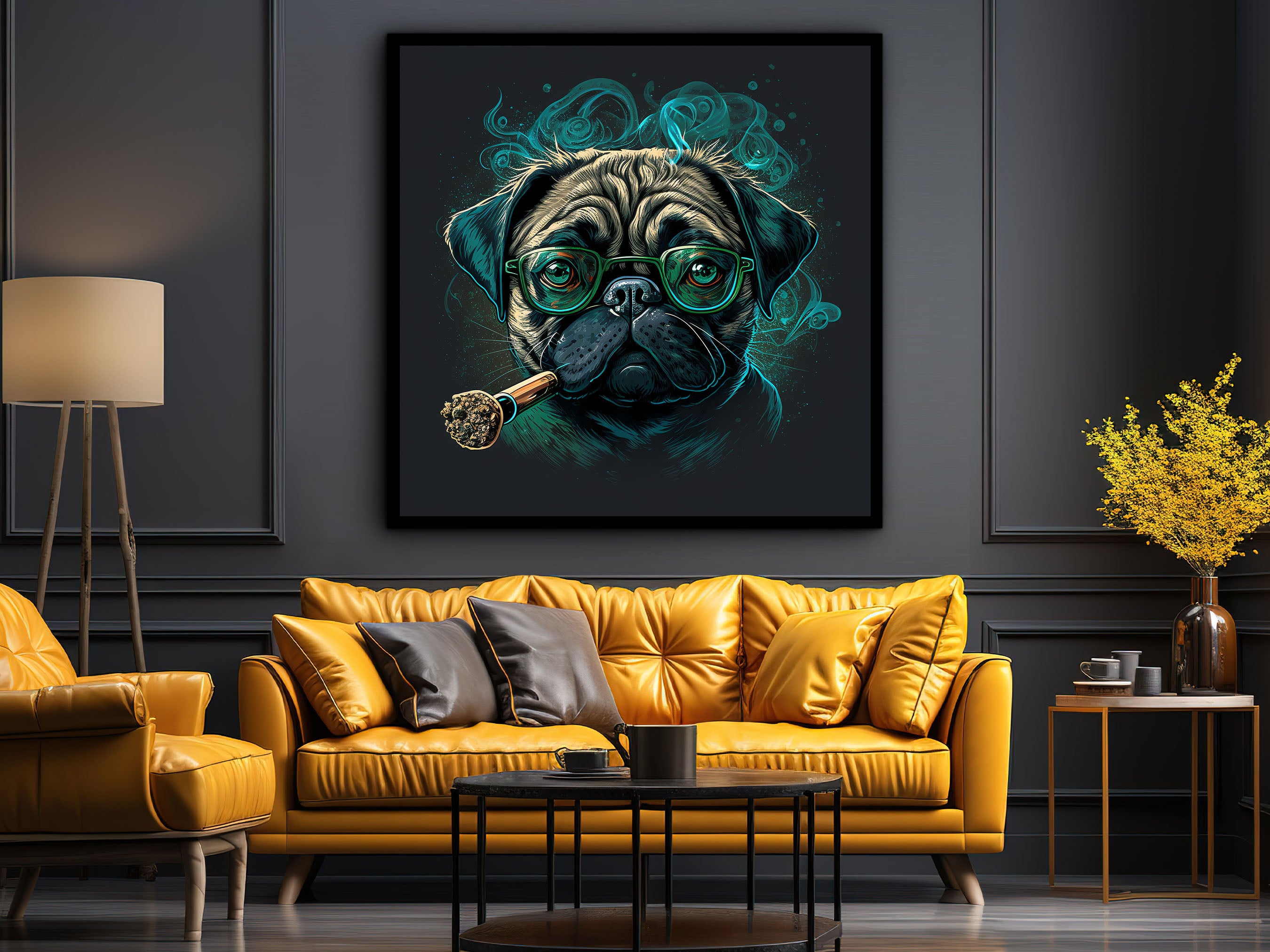 Dog Canvas Wall Art, Pet Artwork, Dog-Themed Home Decor, Dog Modern Art, Pet Memorial Gifts Idea, Ready to Hang, Printed on Black Frame