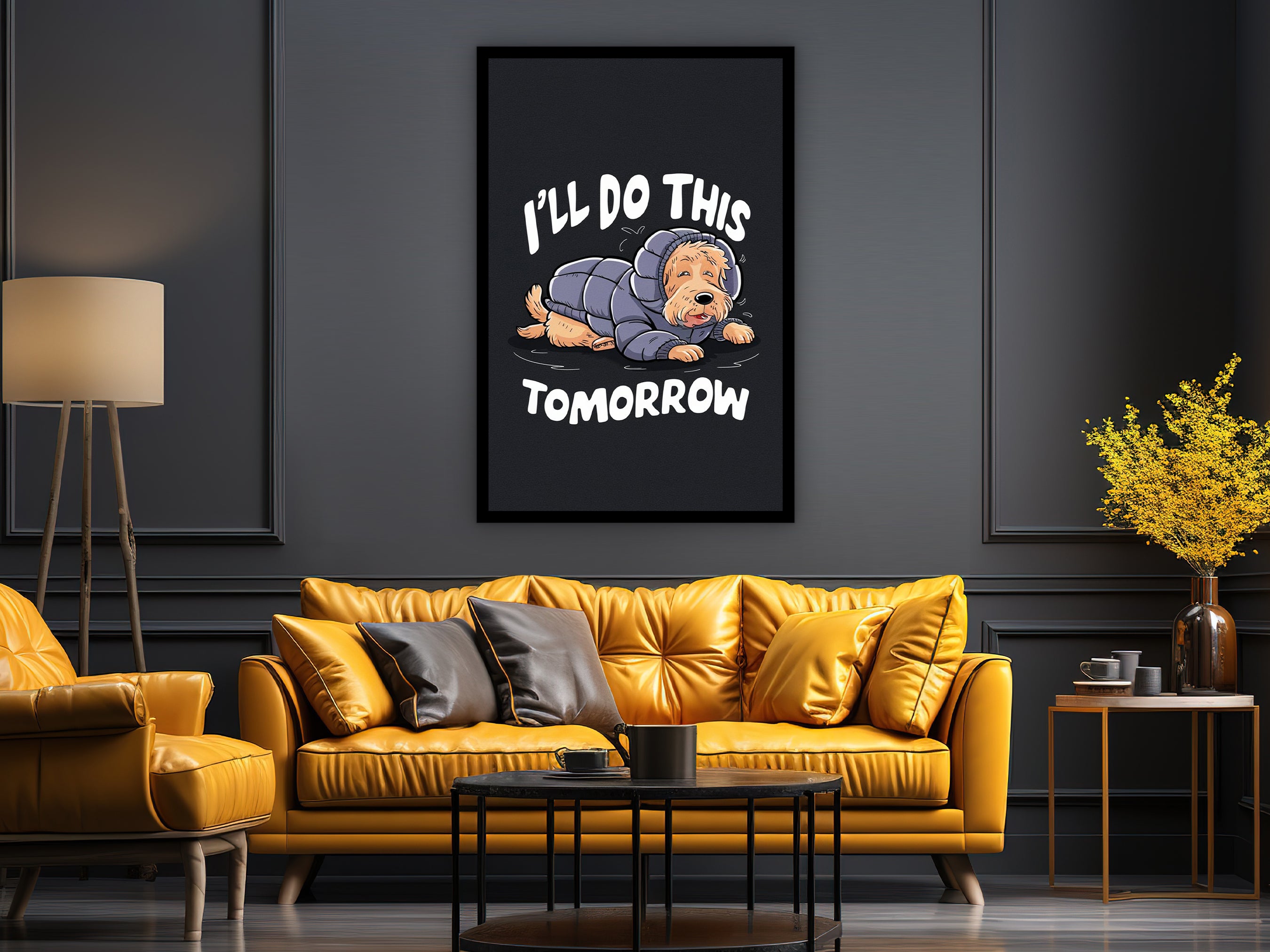 I'll Do This Tomorrow Wall Art, Motivational Wall Art, Modern Home & Office Decor, Ready to Hang, Printed on Black Frame, Gift Idea for him