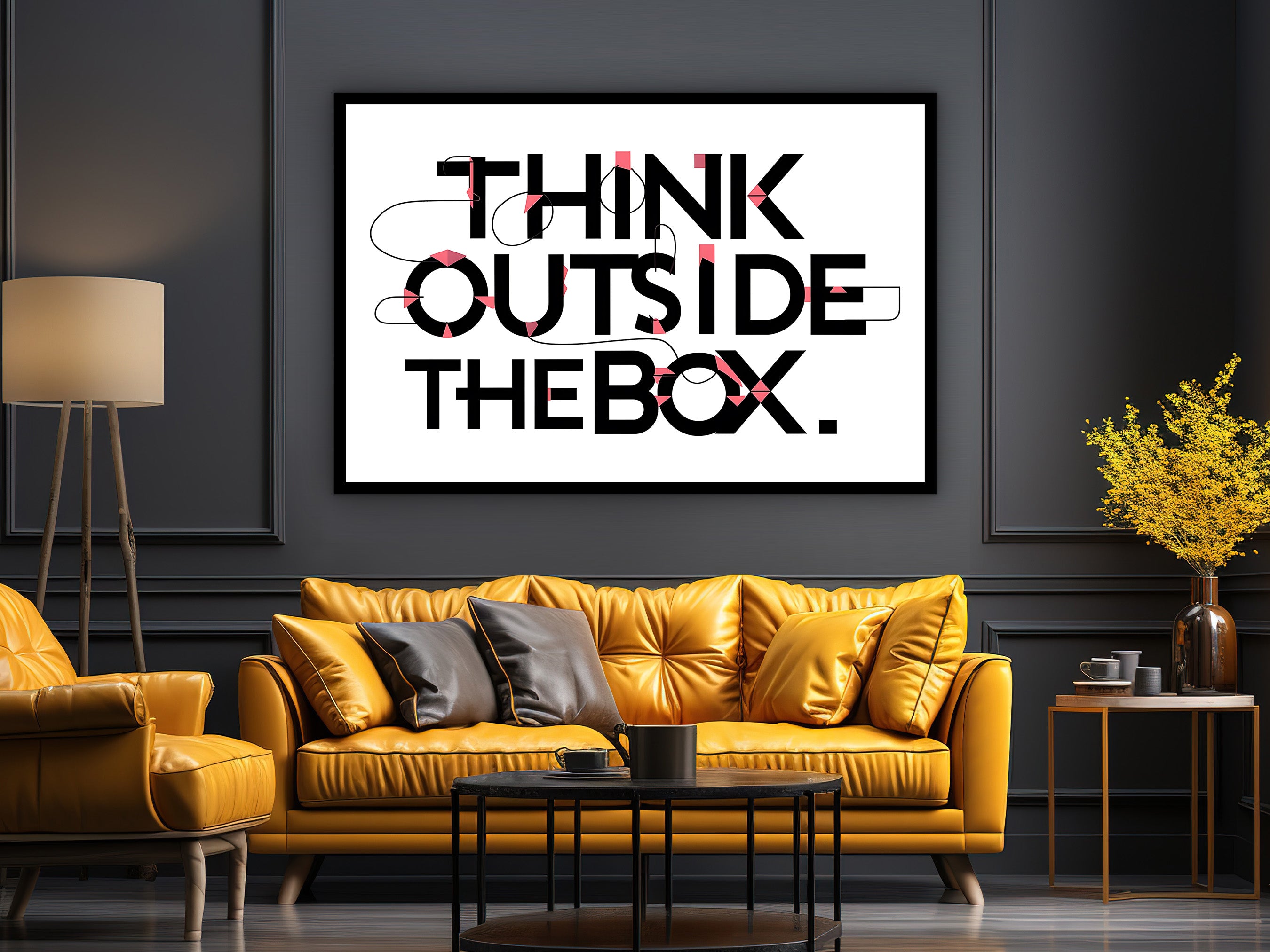 Think Outside the Box Wall Art, Motivational Canvas Wall Art, Home & Office Decor, Wall Art Canvas Design, Ready to Hang