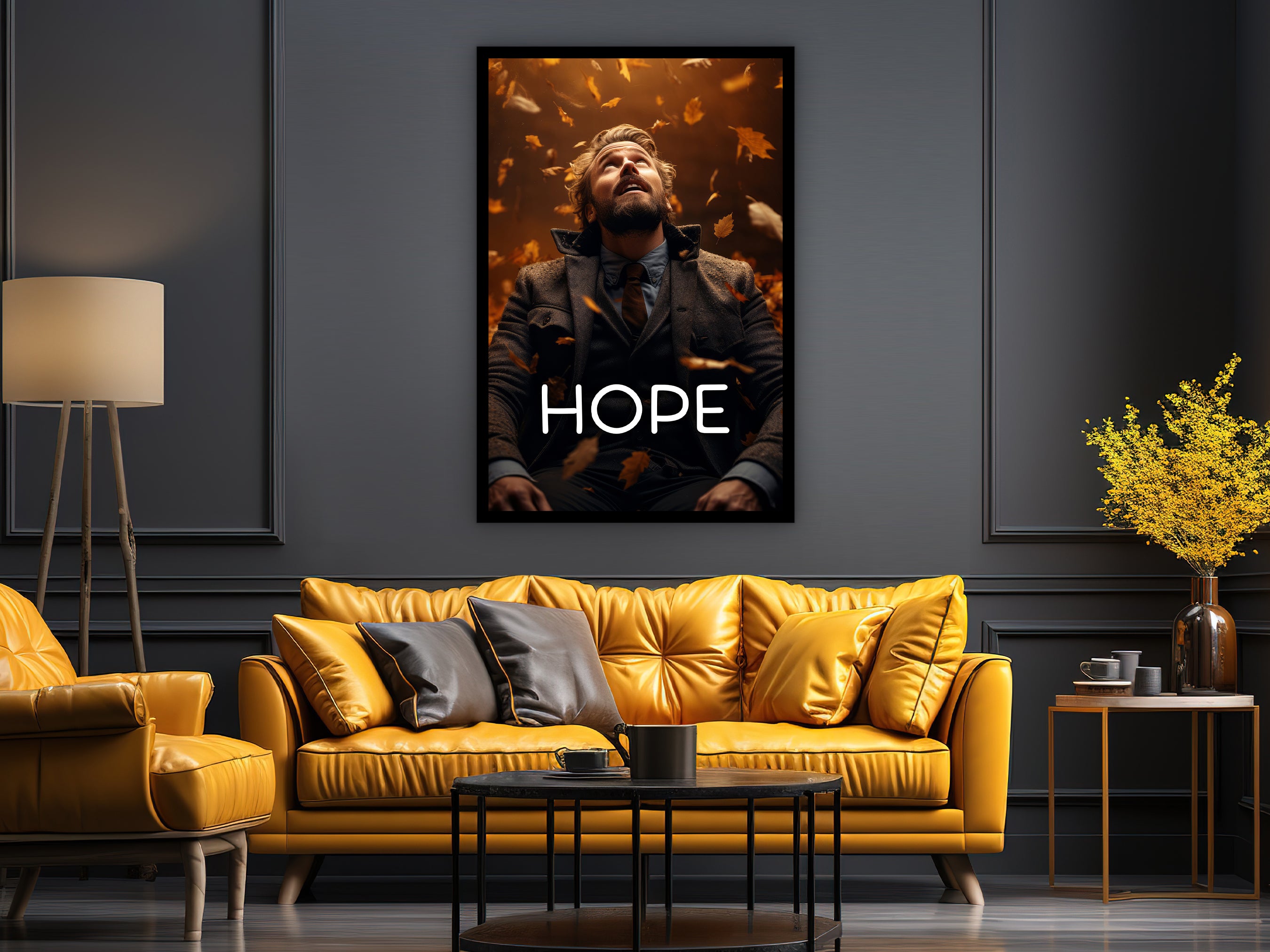 Hope Motivational Wall Art, Motivational Canvas, Modern Home & Office Wall Decor, Printed on Black Frame, Ready to Hang, Gift Idea for Him