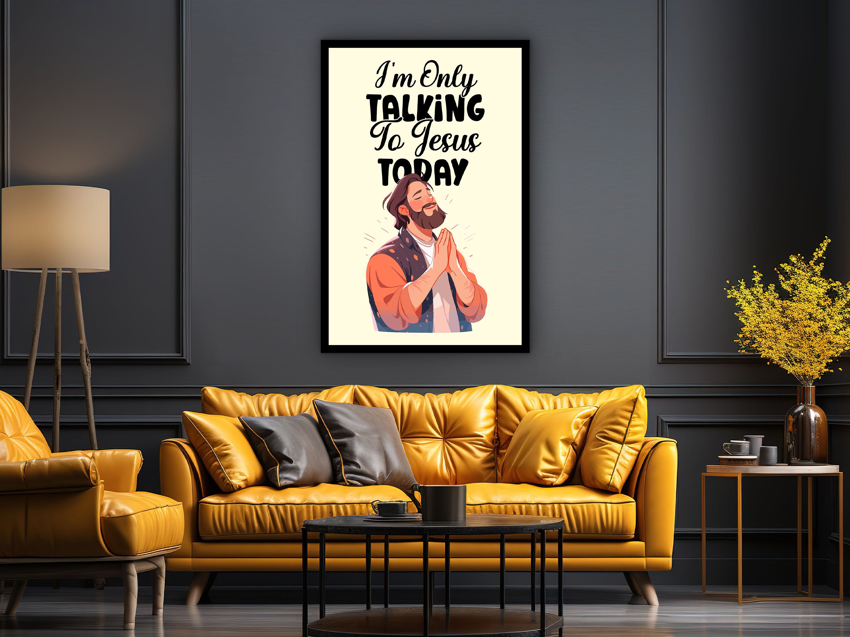 I'm Only Talking to Jesus Today Canvas Wall Art, Positive Wall Decor, Home and Office Decor, Perfect Gift for Her, Printed on Black Frame