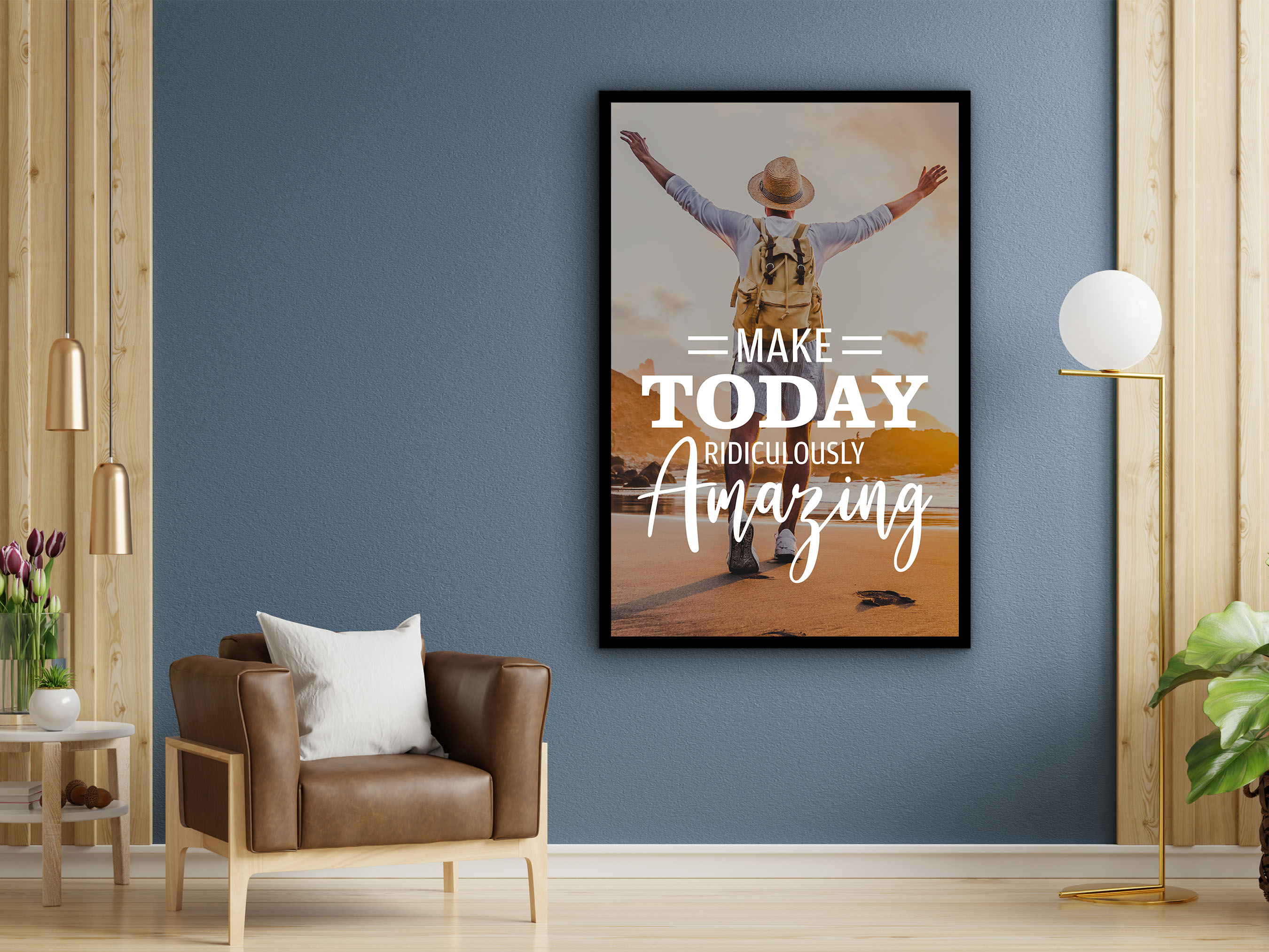 Daily Inspiration Wall Art, Make Today Amazing Canvas, Modern Design Home Office Decor, Ready to Hang, Perfect Gift, Printed on Black Frame