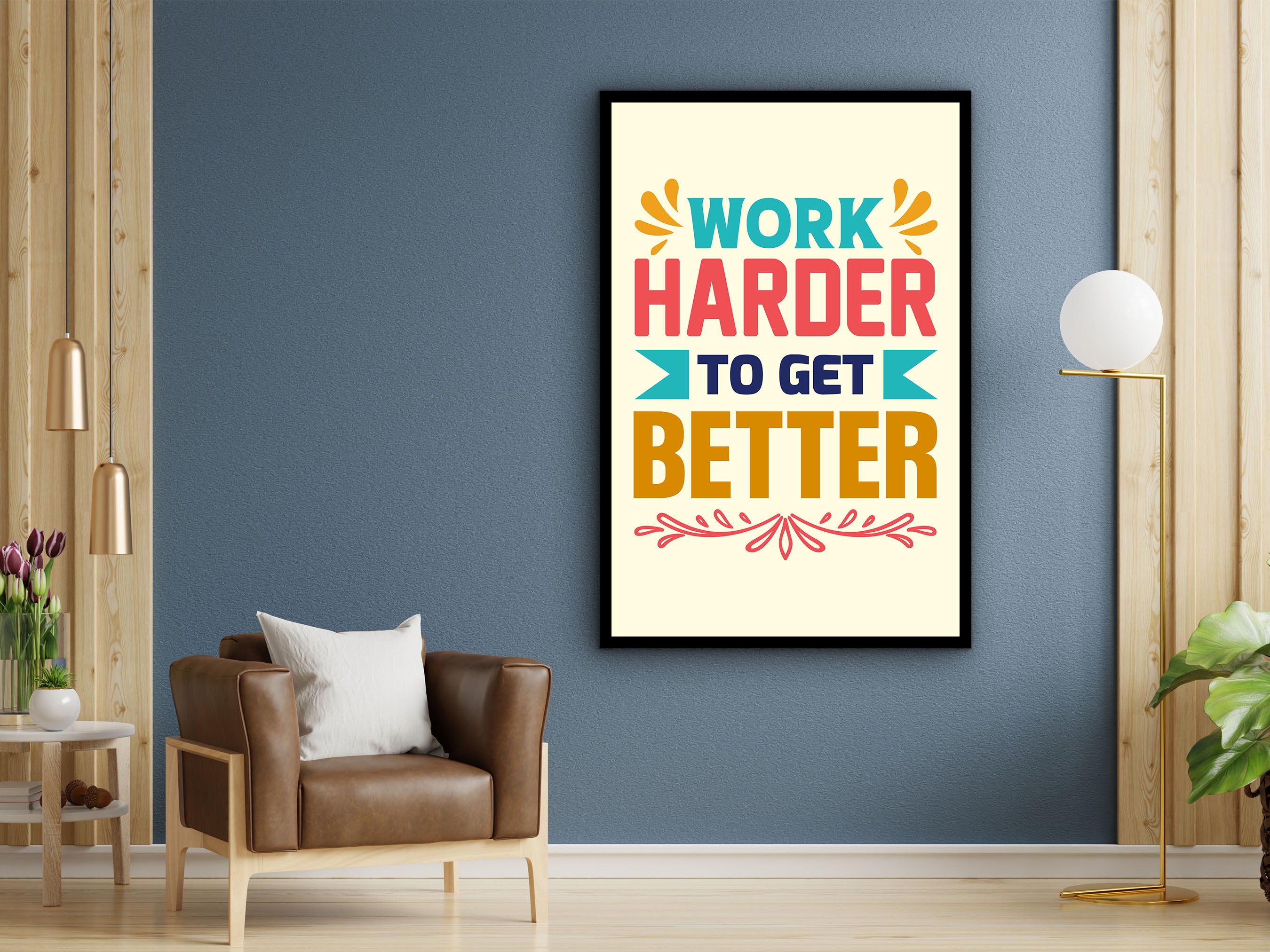 Work Harder to Get Better Wall Art Canvas, Motivational Quote Art, Home and Office Decor, Ready to Hang, Unique Gift, Printed on Black Frame