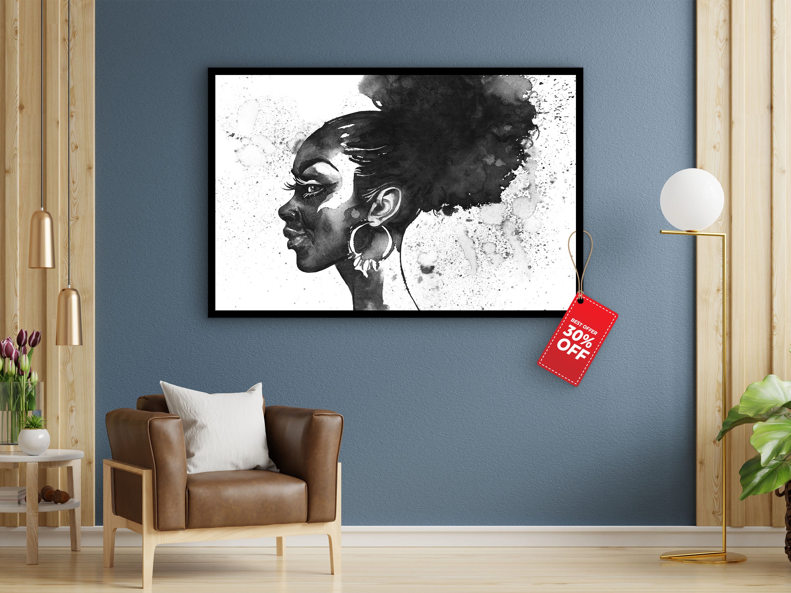 lady hair Modern Canvas Wall Art, Modern Design Home Decor, Ready to Hang, Unique Gift