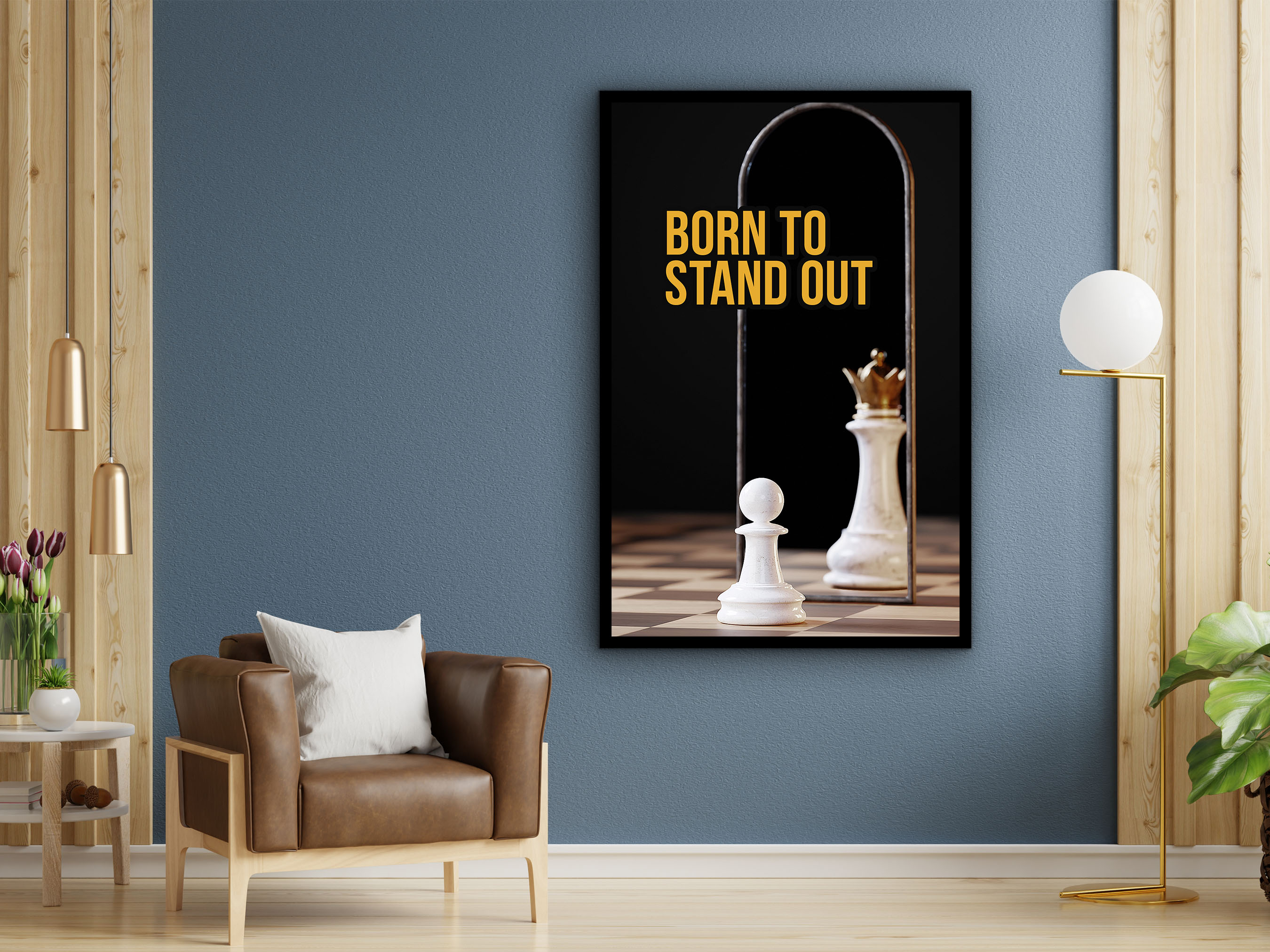 Motivational Poster Wall Art, Born To Stand Out Canvas, Home Wall Decor, Ready to Hang, Perfect Gift for Friend, Printed on Black Frame