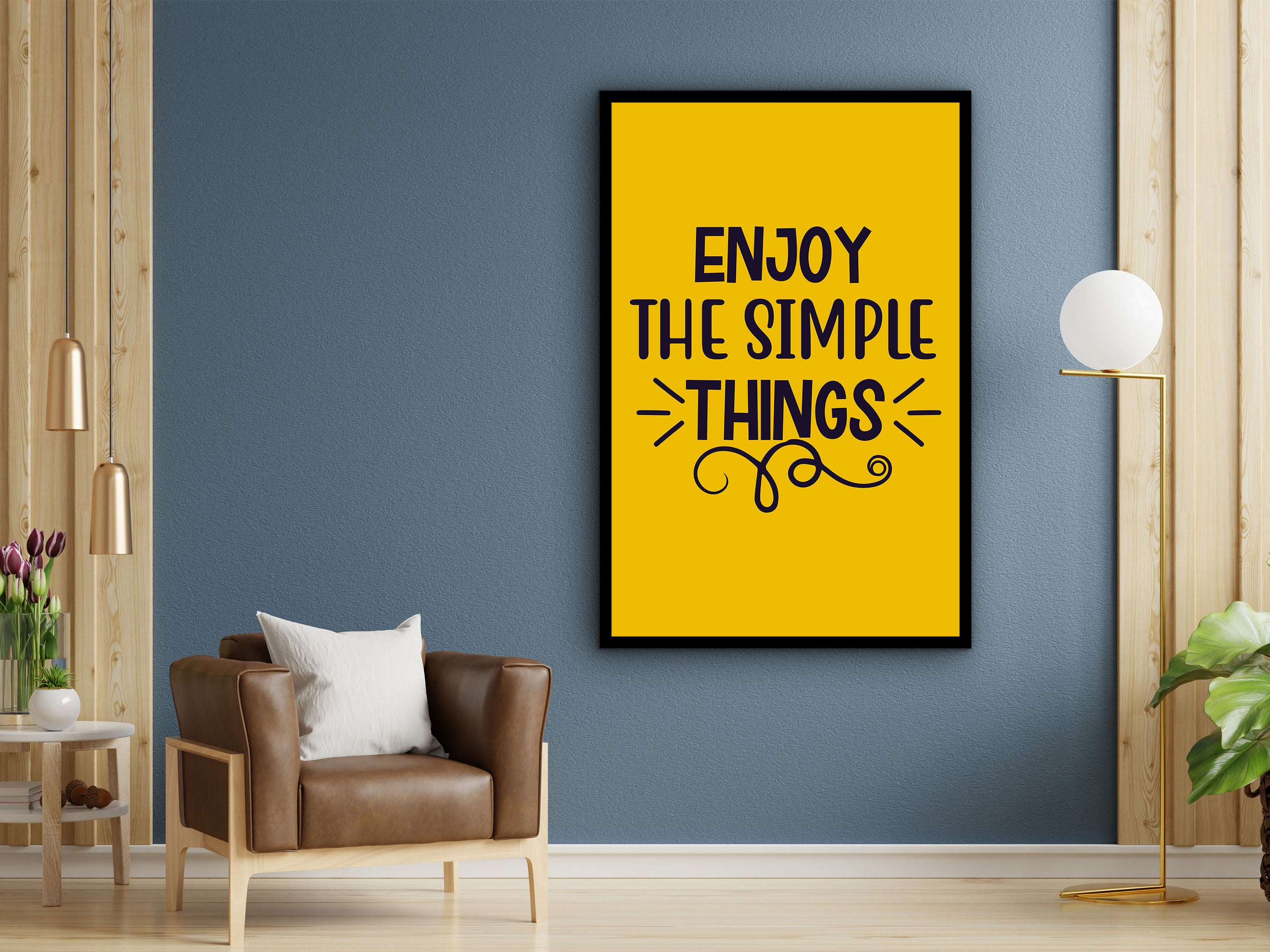 Positive Quotes Wall Art, Enjoy the Simple Things Canvas, Affirmation Artwork, Home & Office Decor, Perfect Gift, Printed on Black Frame