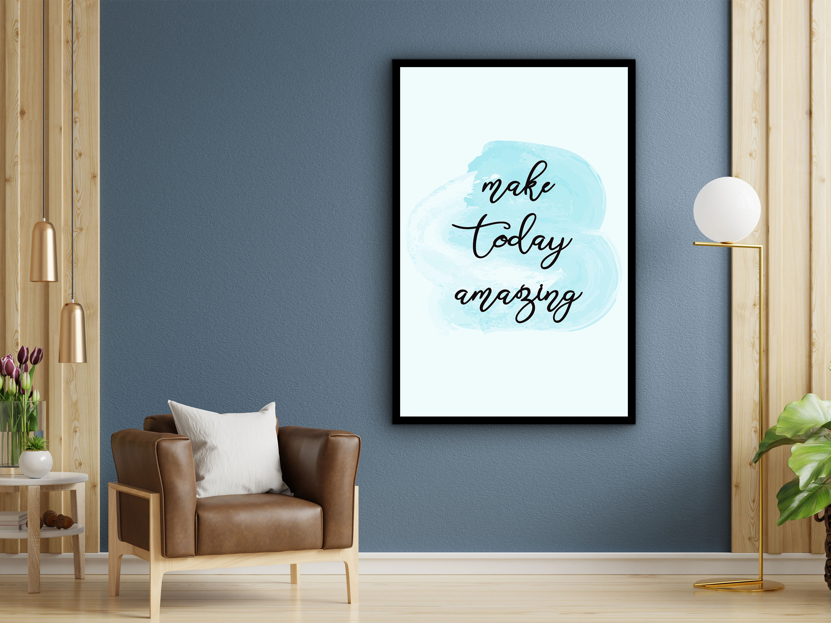 Motivational Sign Wall Art, Make Today Amazing Canvas, Modern Home Office Print, Ready to Hang, Perfect Gift for Her, Printed on Black Frame