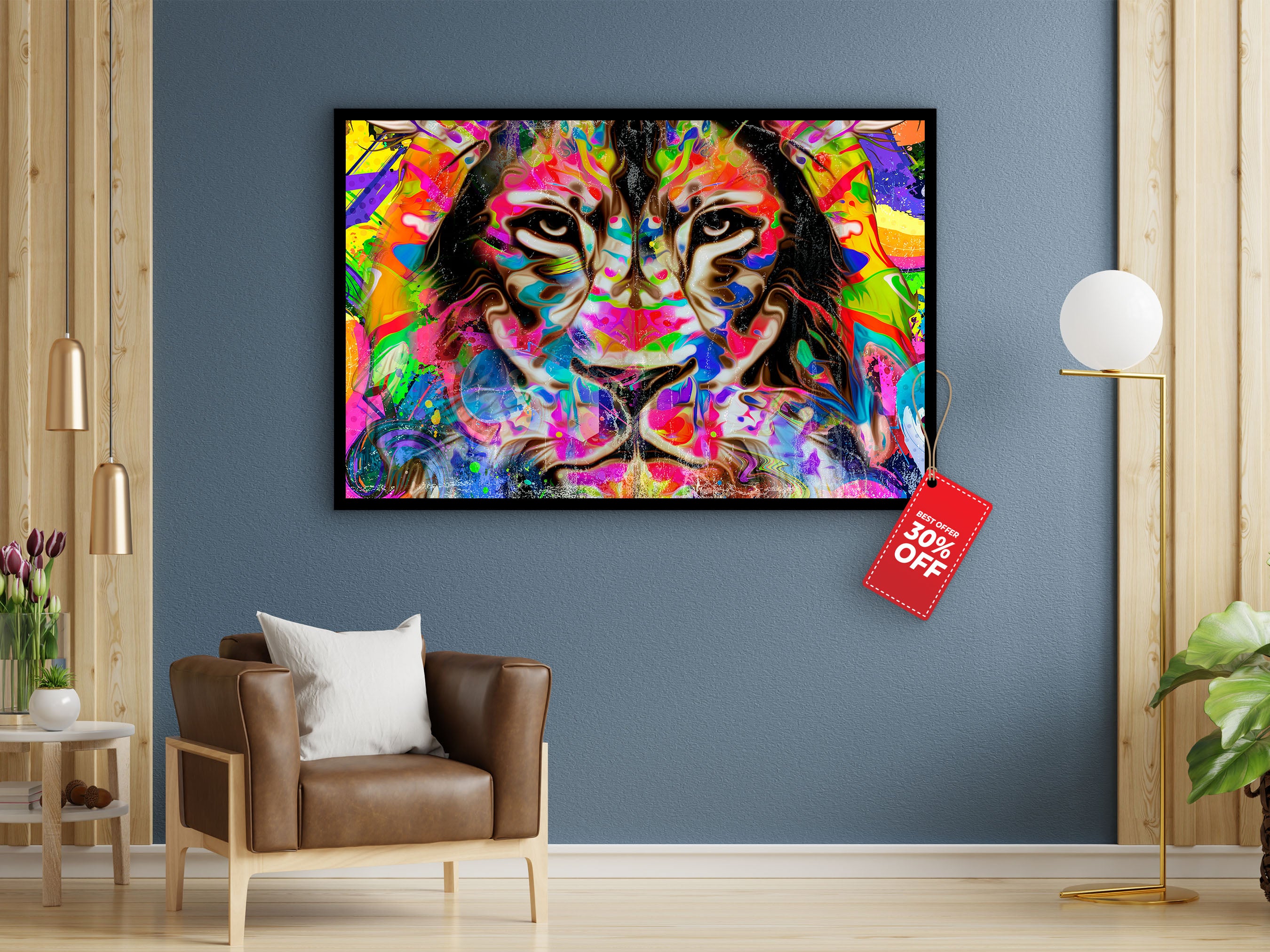 Motivation Modern Lion Canvas Wall Art, Modern Design Home Decor, Ready to Hang, Unique Gift