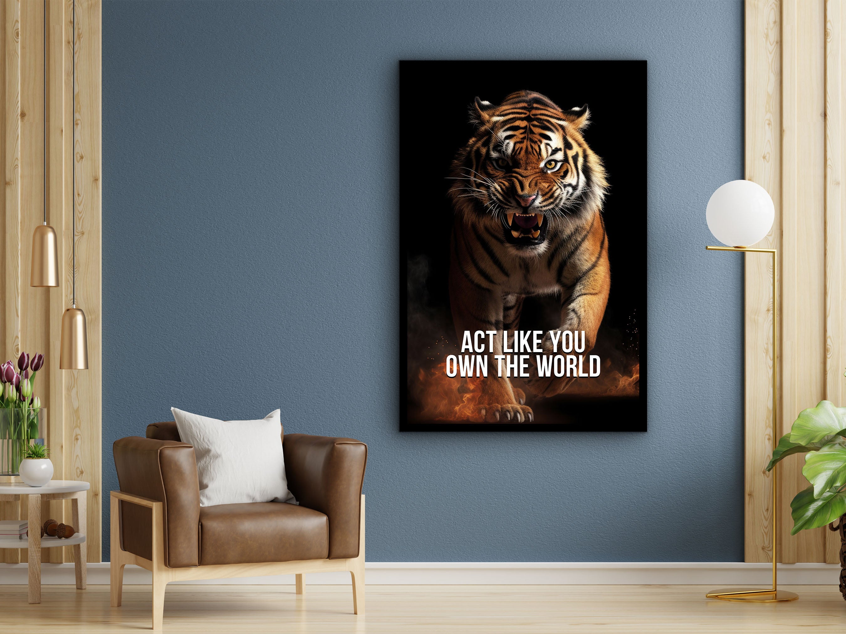 Act Like You Own The World Wall Art, Motivational Canvas Art, Wall Decor with Quotes, Ready to Hang, Gift for Friend, Printed on Black Frame