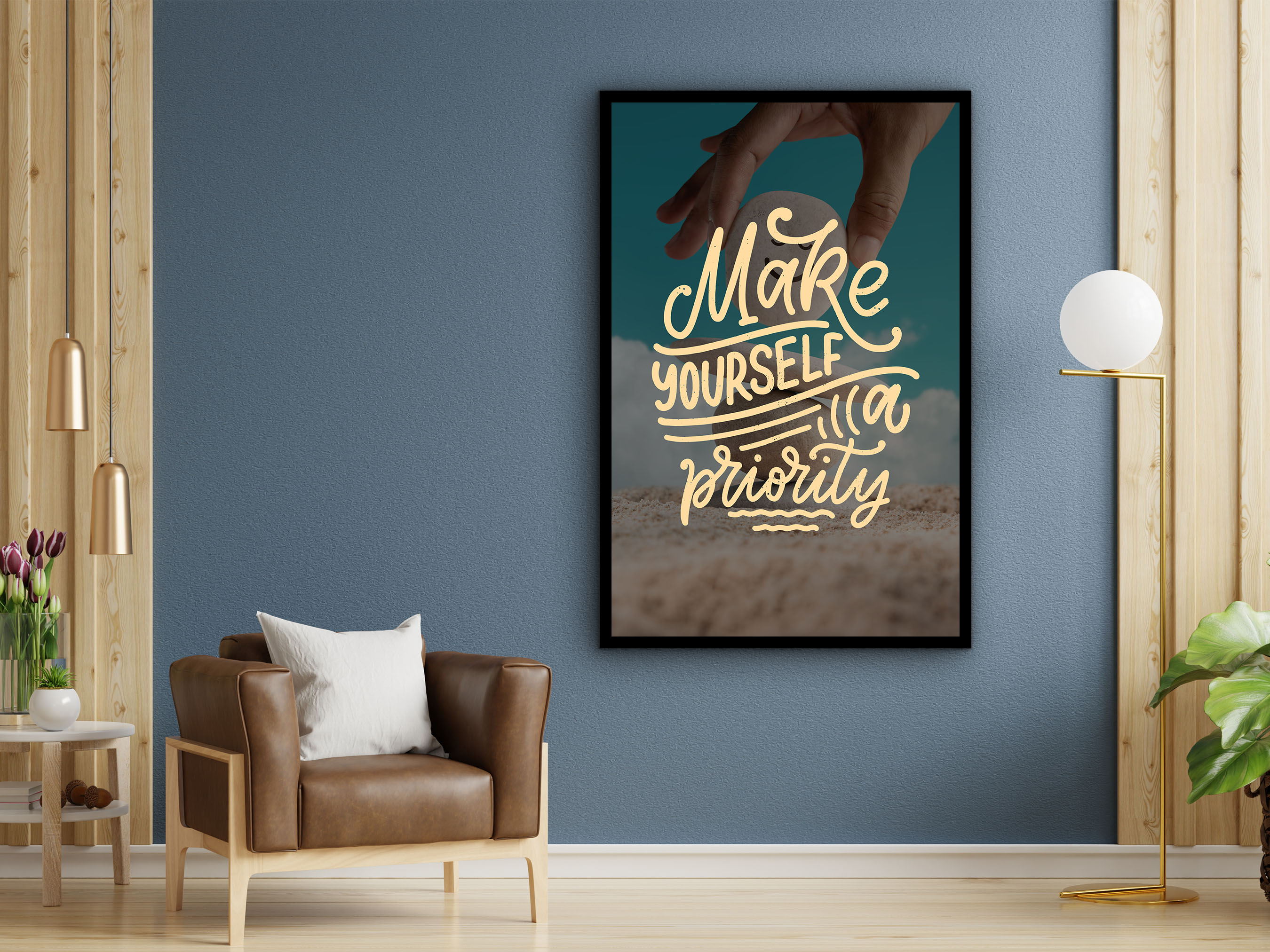 Motivational Wall Art, Make Yourself a Priority Canvas, Home & Office Decor, Ready to Hang, Perfect Gift for Her, Printed on Black Frame