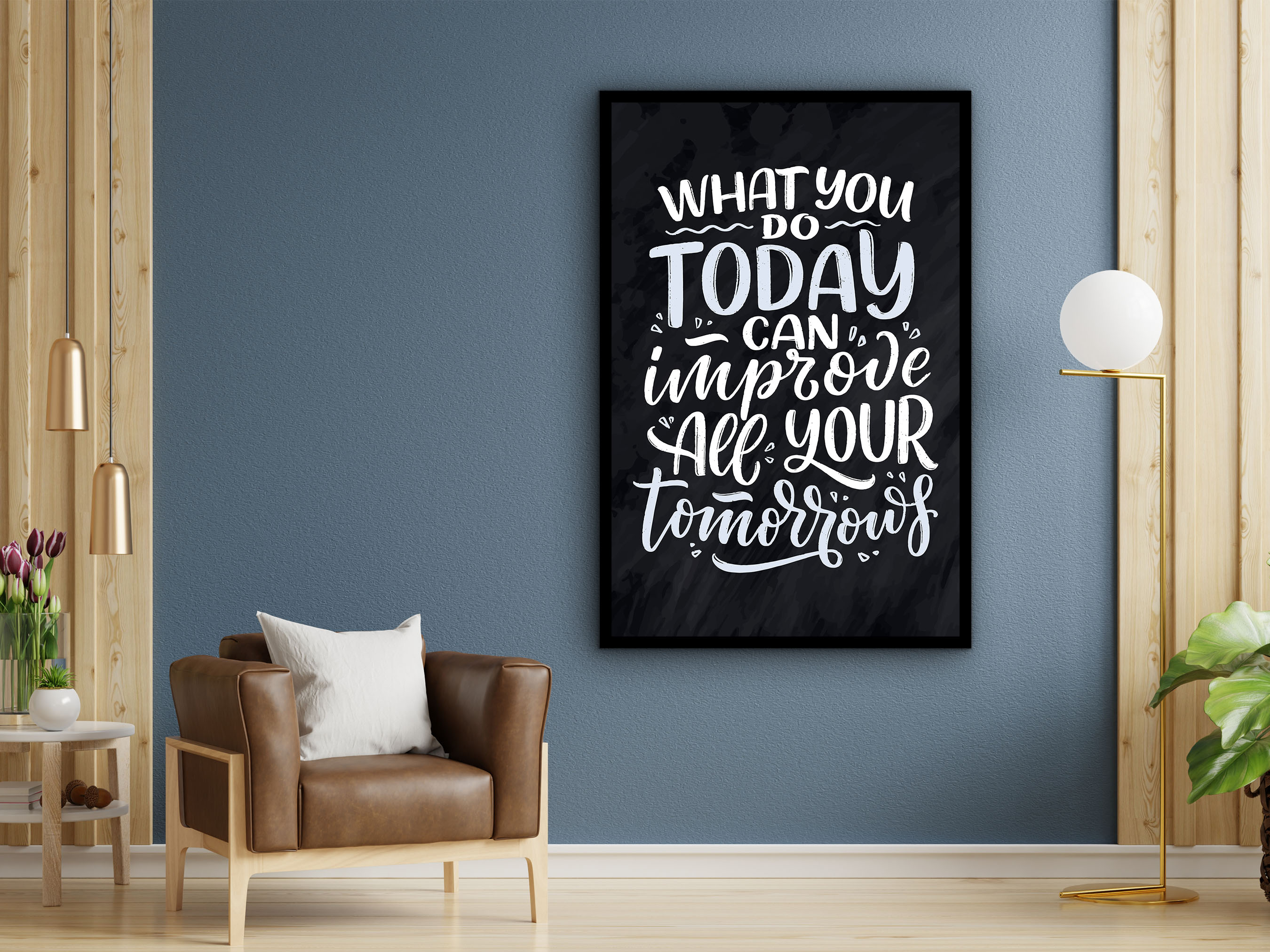 Self Motivation Wall Art, What You Do Today Can Improve Tomorrows Canvas, Home and Office Wall Decor, Perfect Gift, Printed on Black Frame