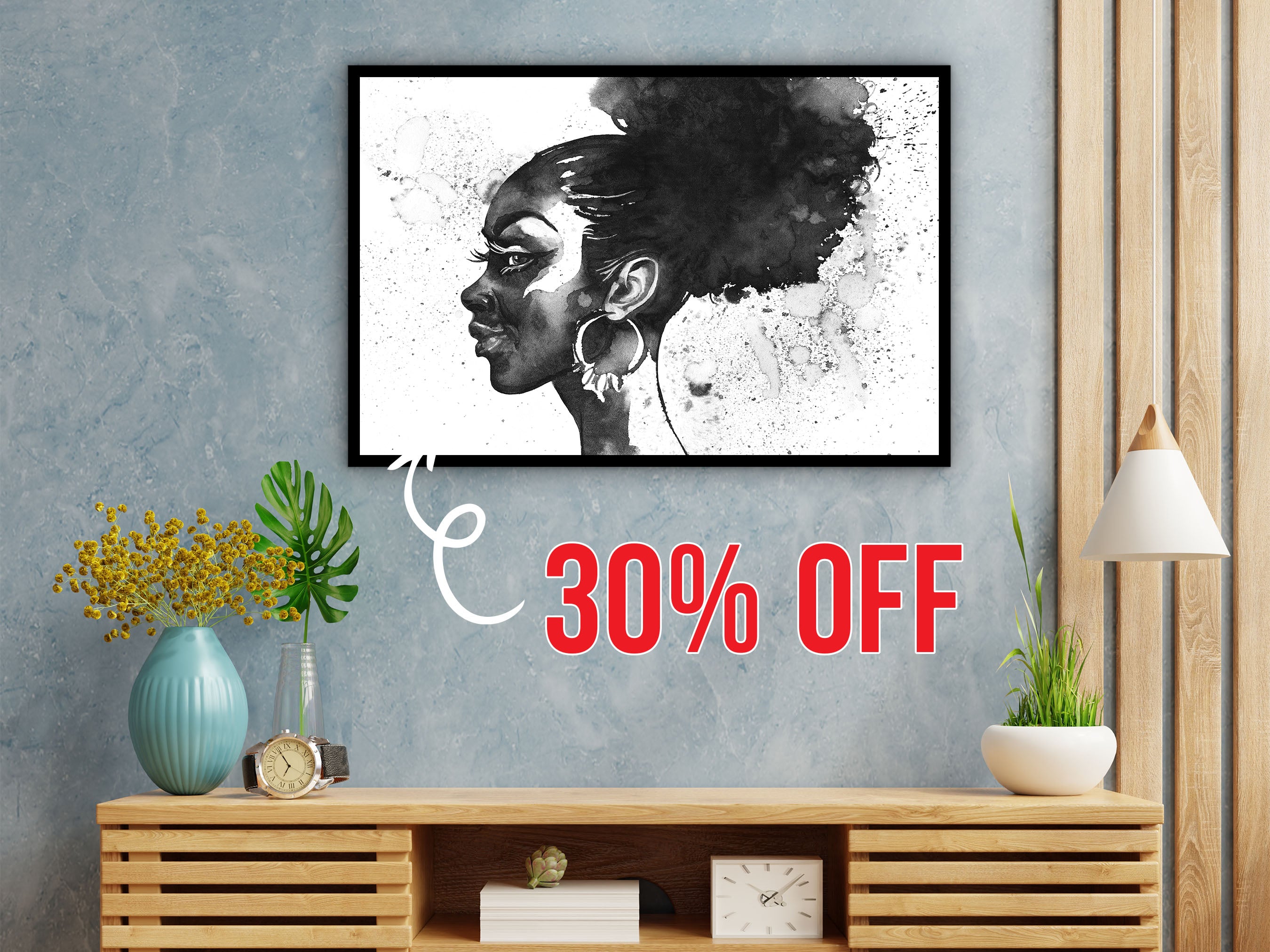 lady hair Modern Canvas Wall Art, Modern Design Home Decor, Ready to Hang, Unique Gift