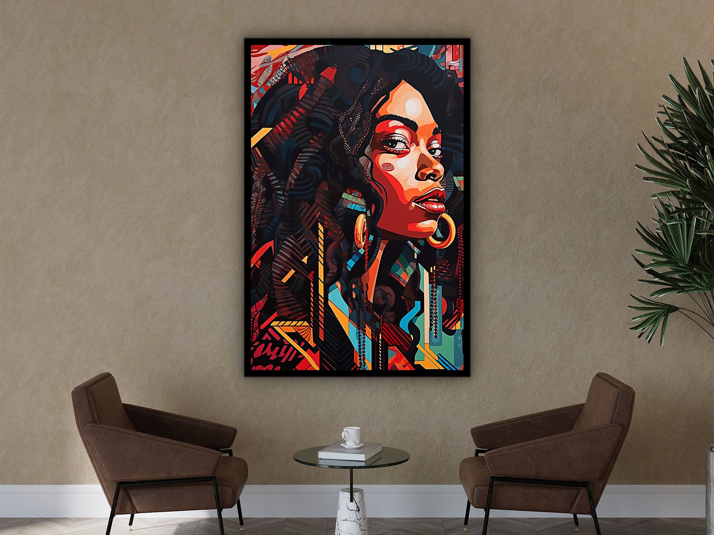 Woman Canvas Wall Art, Home and Office Decor, Modern Design Canvas Print Art, Psychedelic Wall Art, Unique Gift Idea, Printed on Black Frame