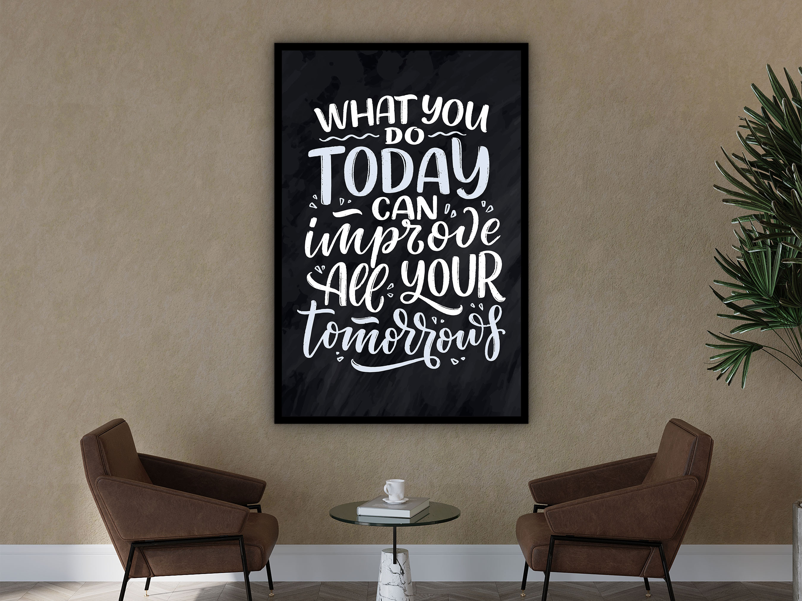 Self Motivation Wall Art, What You Do Today Can Improve Tomorrows Canvas, Home and Office Wall Decor, Perfect Gift, Printed on Black Frame