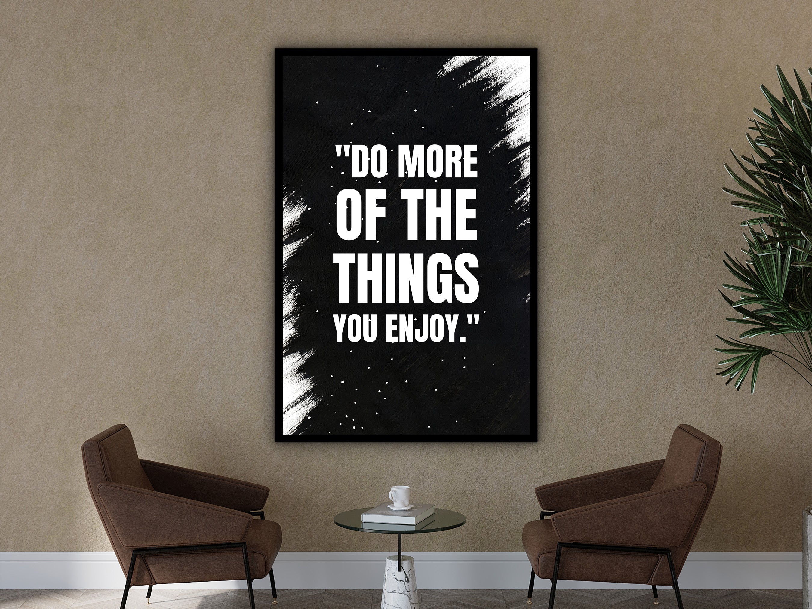 Motivational Wall Art, "Do More of The Things You Enjoy" Wall Art Canvas, Personal Growth Artwork, Wall Hanging Gift, Printed on Black Frame