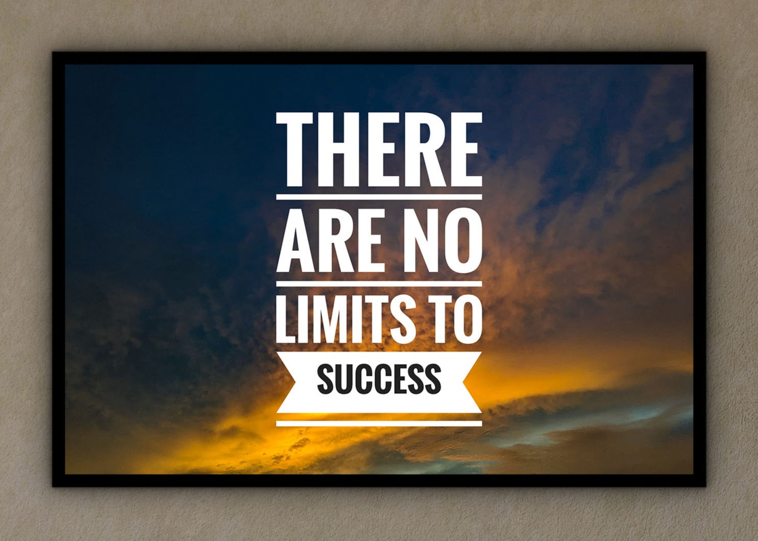 There Are No Limits to Success Canvas Wall Art, Home and Office Decor, Motivational Art, Unique Gift, Ready to Hang, Printed on Black Frame