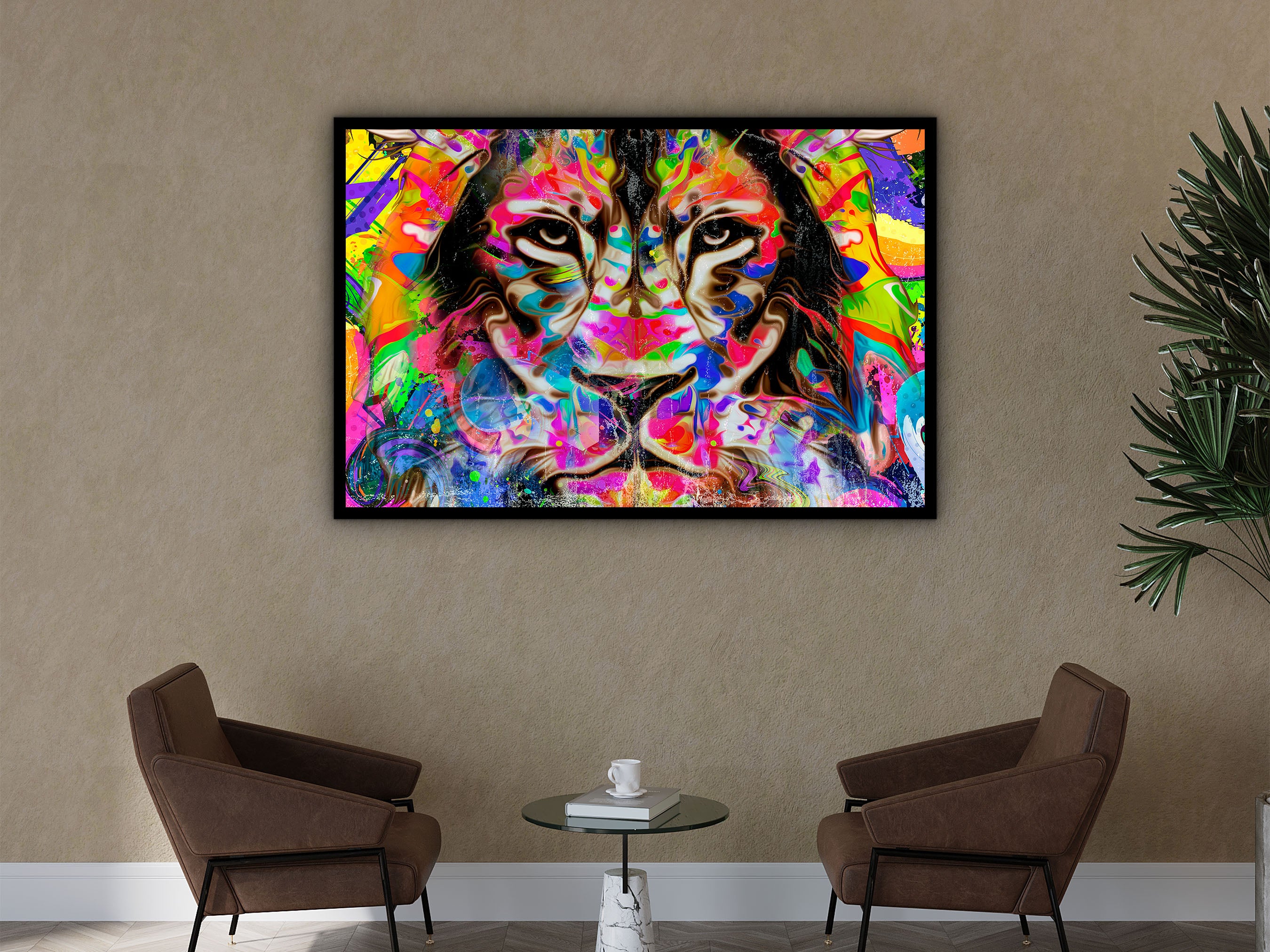 Motivation Modern Lion Canvas Wall Art, Modern Design Home Decor, Ready to Hang, Unique Gift