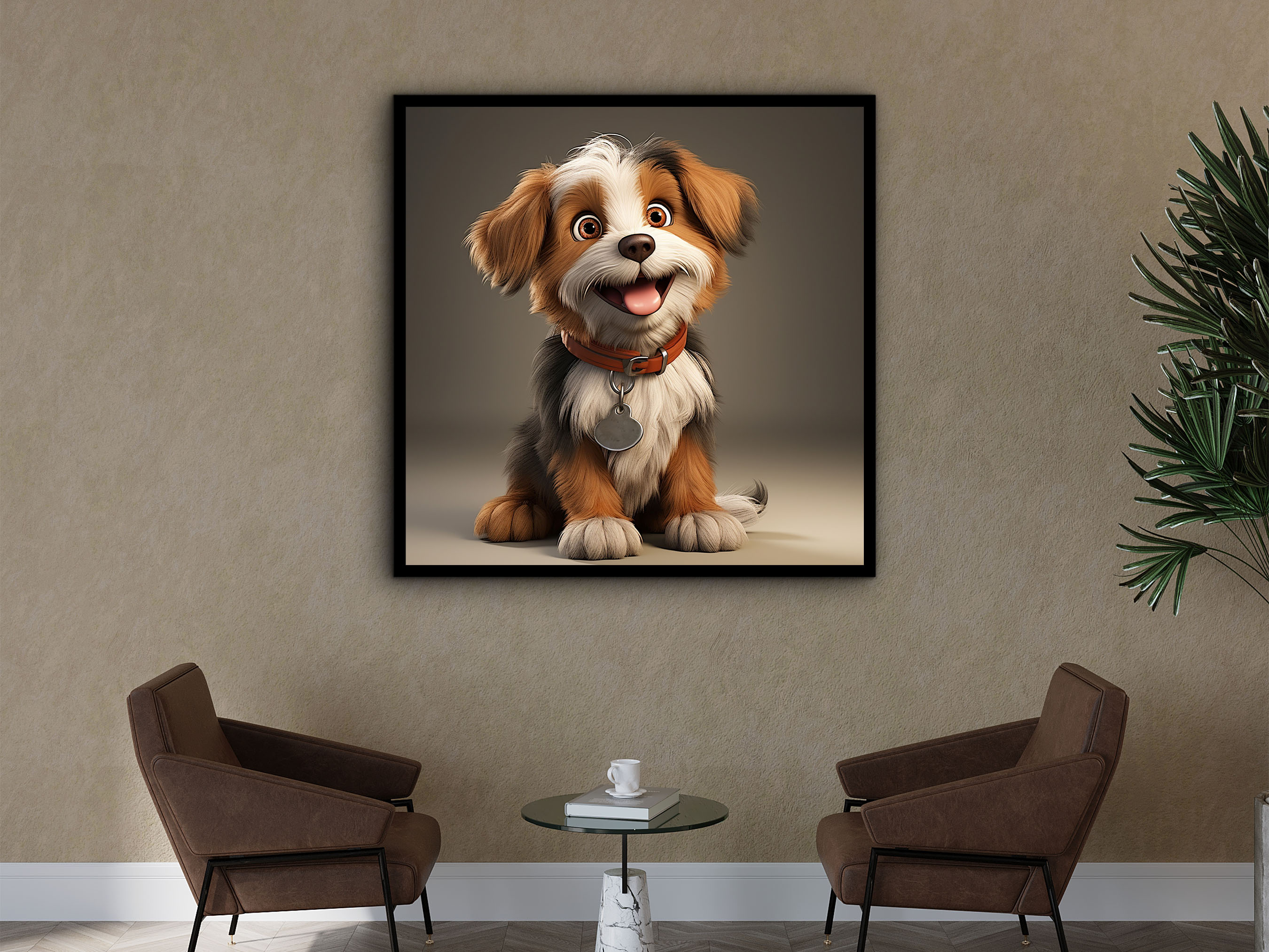 Dog Baby Canvas Wall Art, Animals Modern Design Home Decor, Ready to Hang, Cute Puppy Canvas, Perfect Gift for Her, Printed on Black Frame