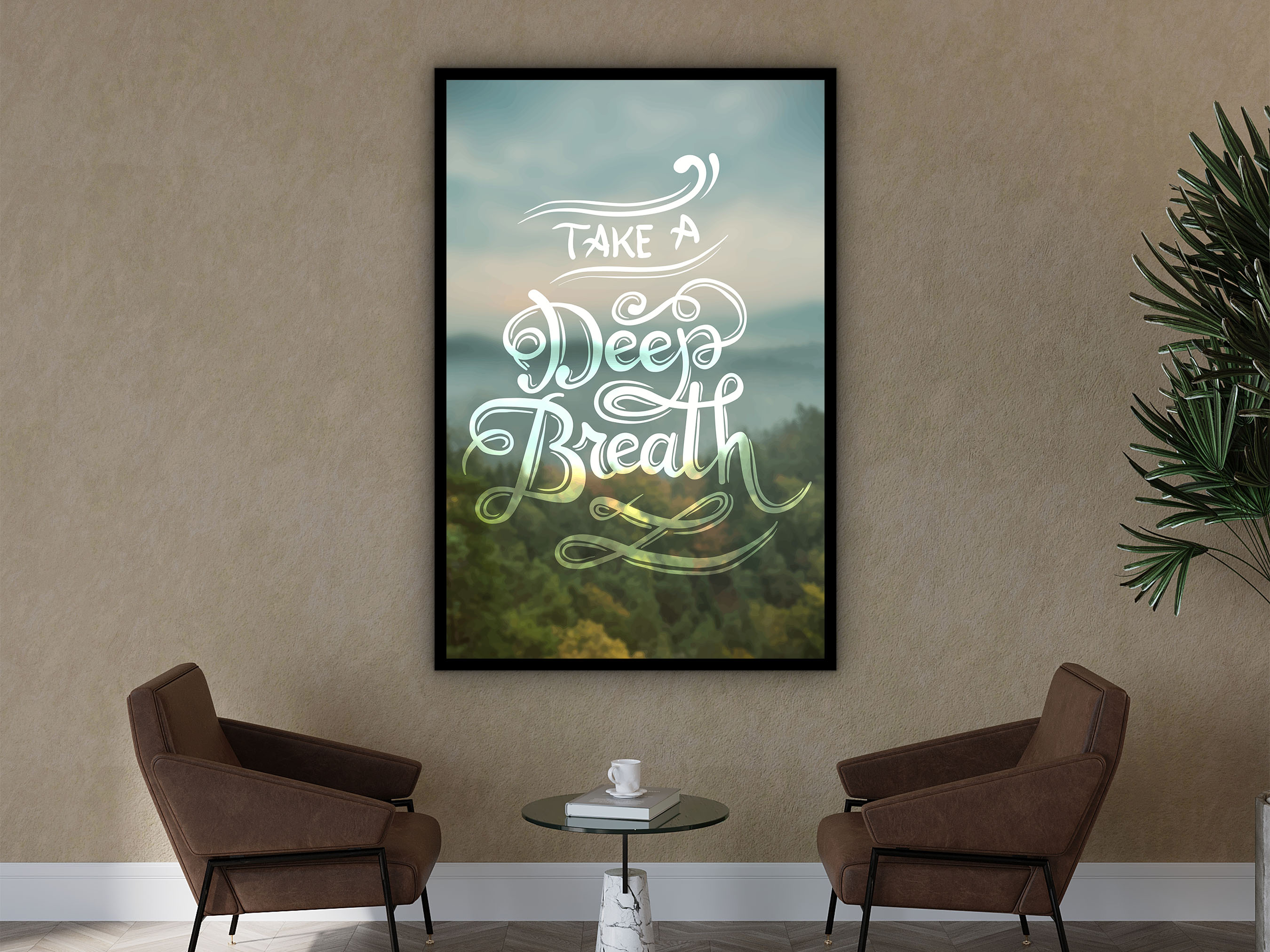 Motivational Wal Art, Take a Deep Breath Canvas, Home Office Quotes Wall Decor, Ready to Hang, Perfect Gift for Her, Printed on Black Frame