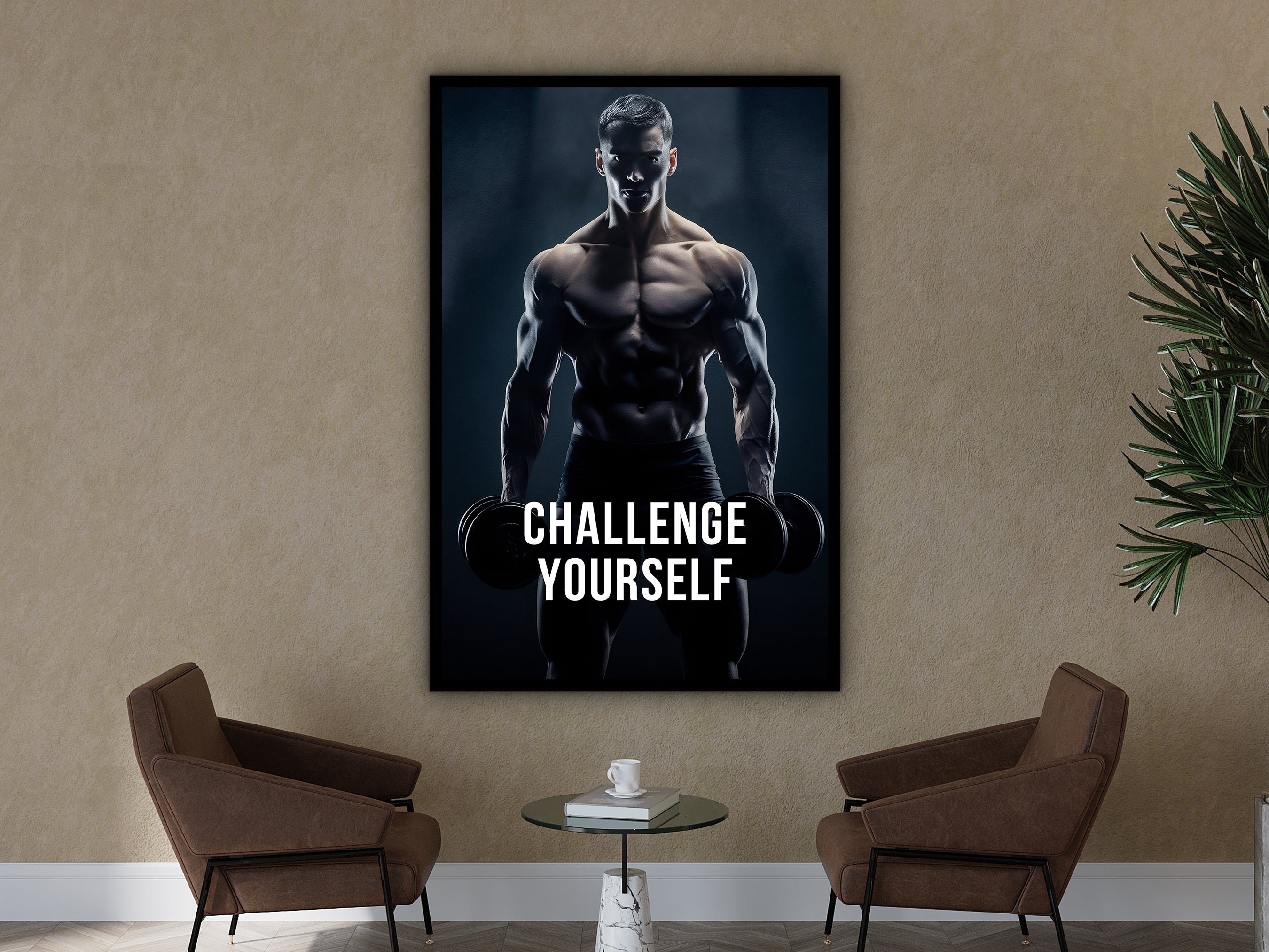 Challenge Yourself Wall Art, Motivational Canvas, Modern Home & Office Wall Decor, Ready to Hang, Gift Idea for Him, Printed on Black Frame