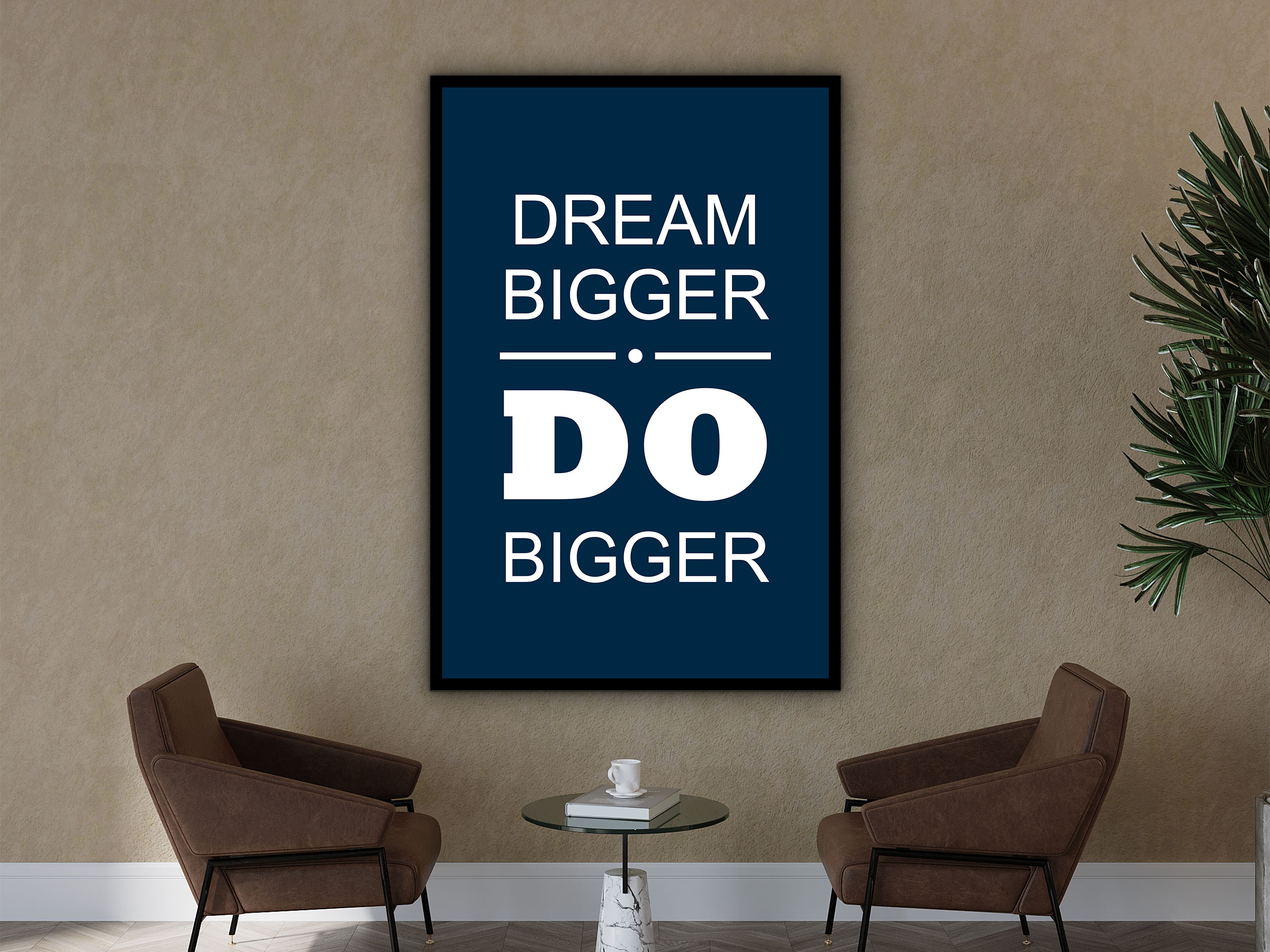 Motivational Wall Art, Dream Bigger Do Bigger Wall Art Canvas, Modern Office Wall Decor Wall Decor, Ready to Hang, Printed on Black Frame