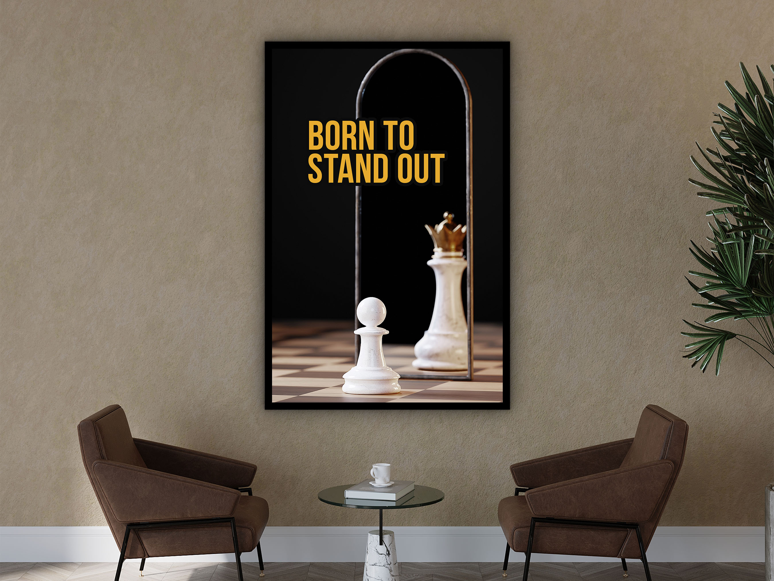 Motivational Poster Wall Art, Born To Stand Out Canvas, Home Wall Decor, Ready to Hang, Perfect Gift for Friend, Printed on Black Frame