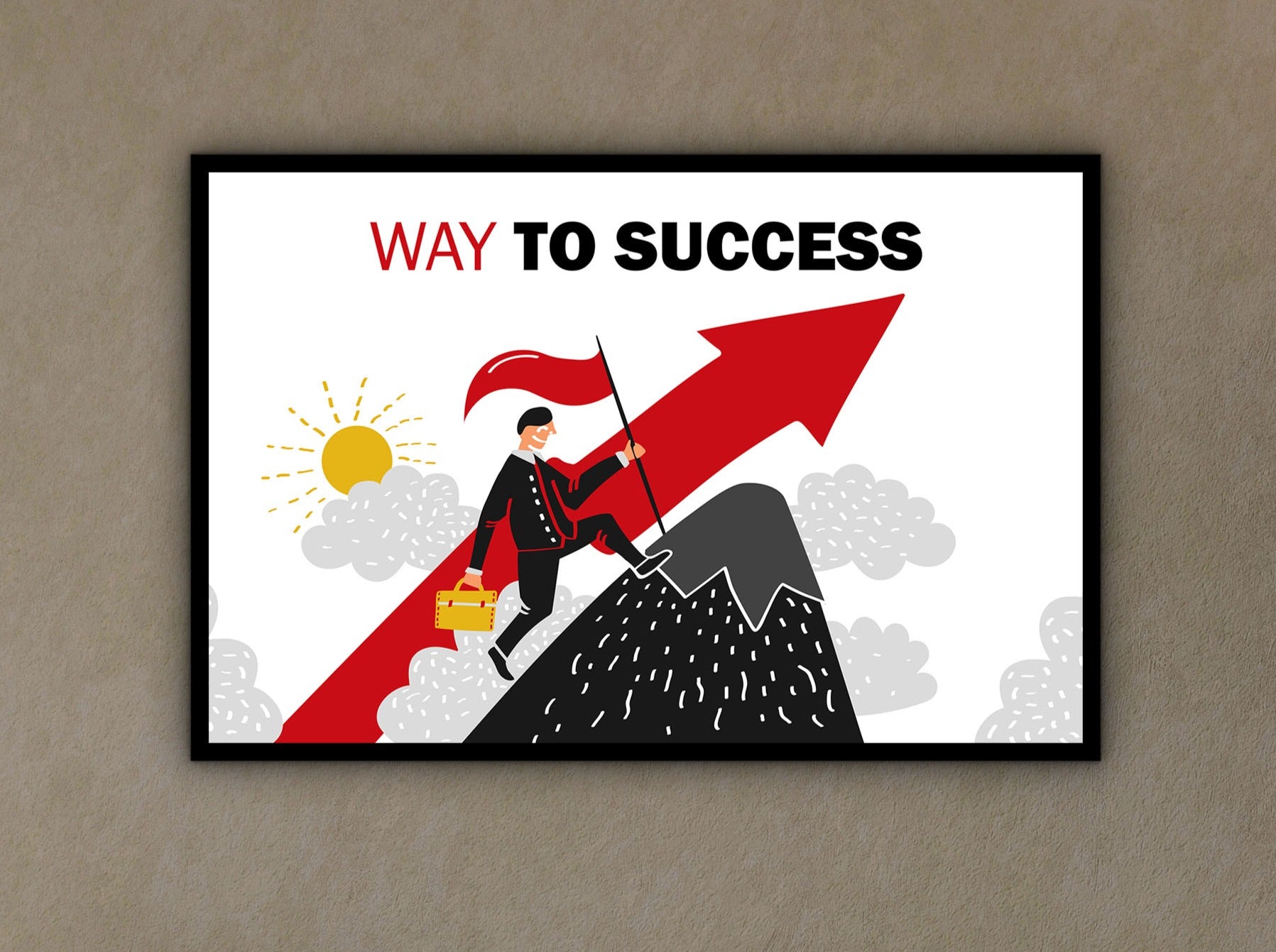 Way To Success Wall Art, Motivational Canvas Wall Art, Home & Office Decor, Ready to Hang, Printed on Black Frame, Gift for Him, Gift Idea