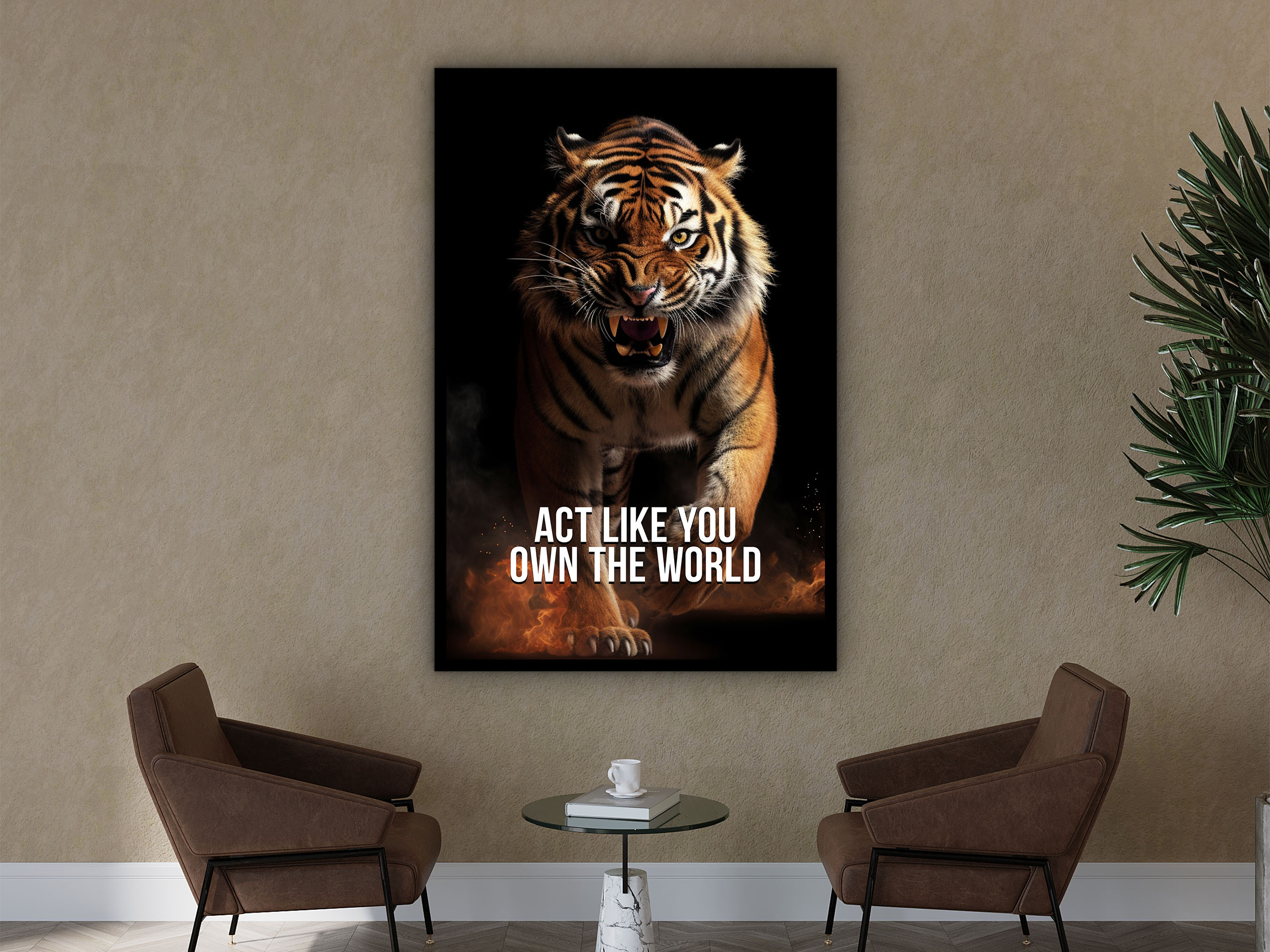 Act Like You Own The World Wall Art, Motivational Canvas Art, Wall Decor with Quotes, Ready to Hang, Gift for Friend, Printed on Black Frame