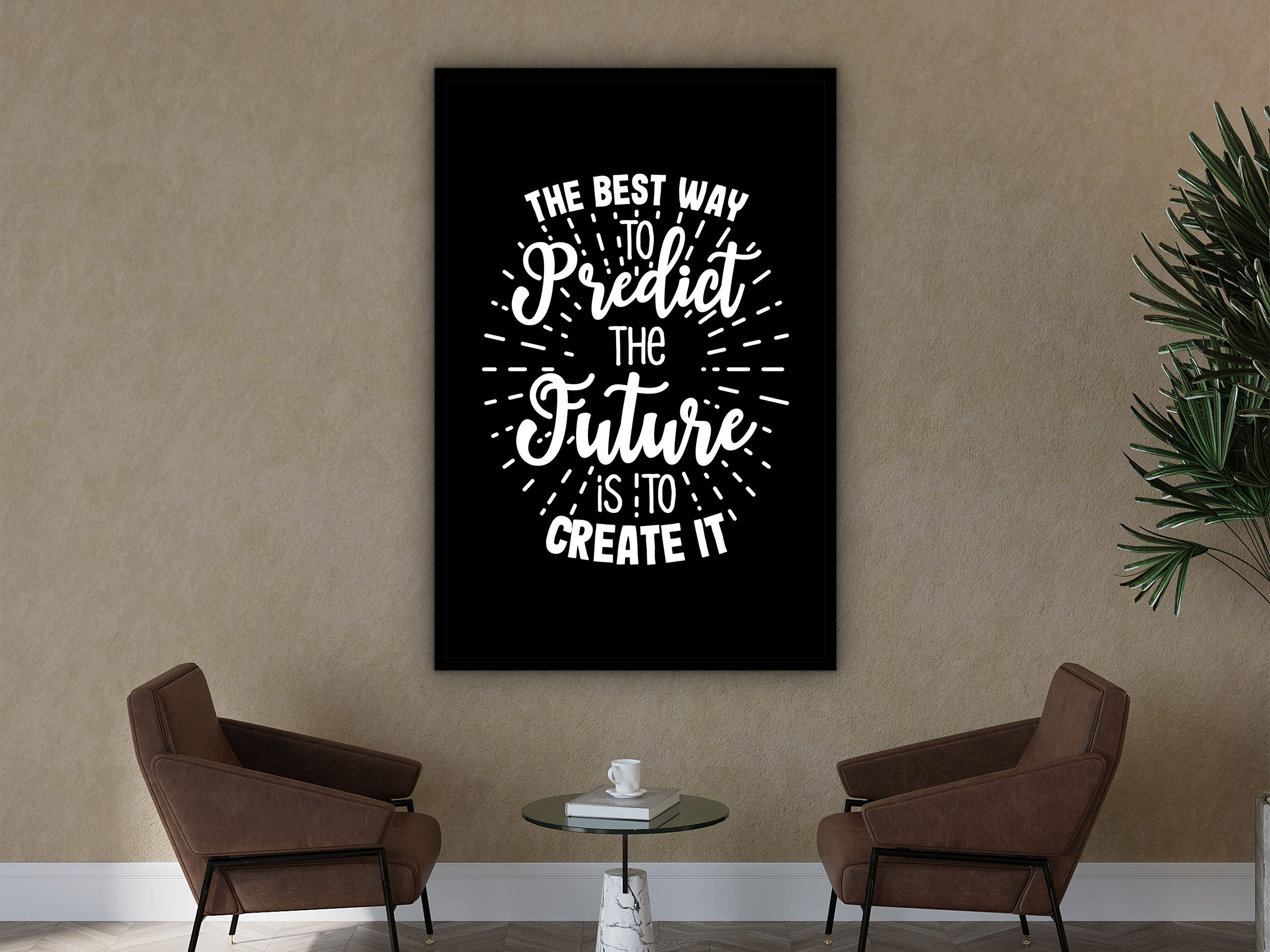 Motivational Poster Wall Art, The Best Way to Predict the Future Is to Create It Canvas, Ready to Hang Birthday Gift, Printed on Black Frame