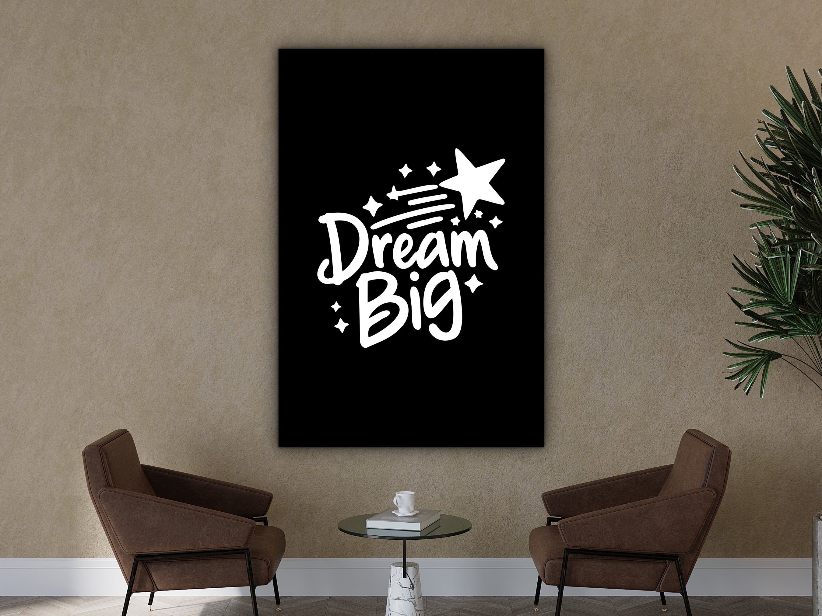 Dream Big Wall Art, Motivational Canvas Wall Art, Modern Home & Office Wall Decor, Ready to Hang, Printed on Black Frame, Gift Idea for Him