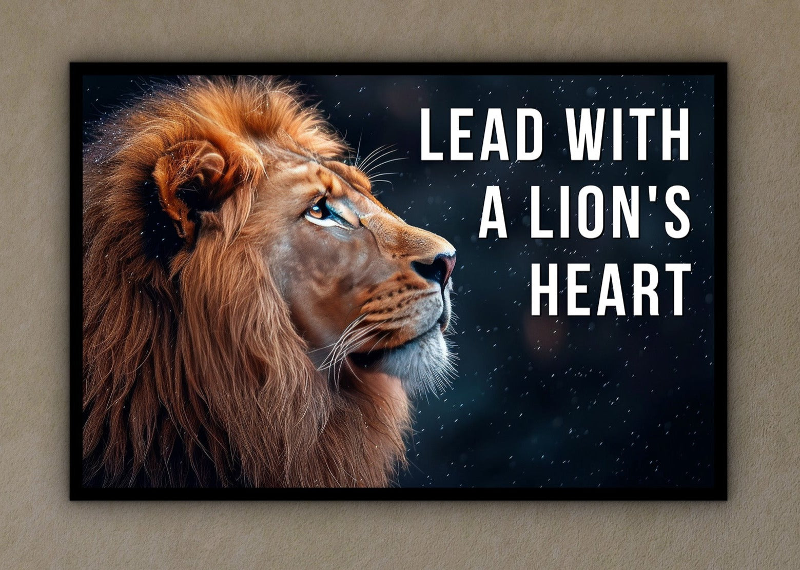 Motivational Wall Art, Lead With a Lion's Heart Canvas, Home & Office Decor, Daily Inspiration Quotes, Ready to Hang, Printed on Black Frame