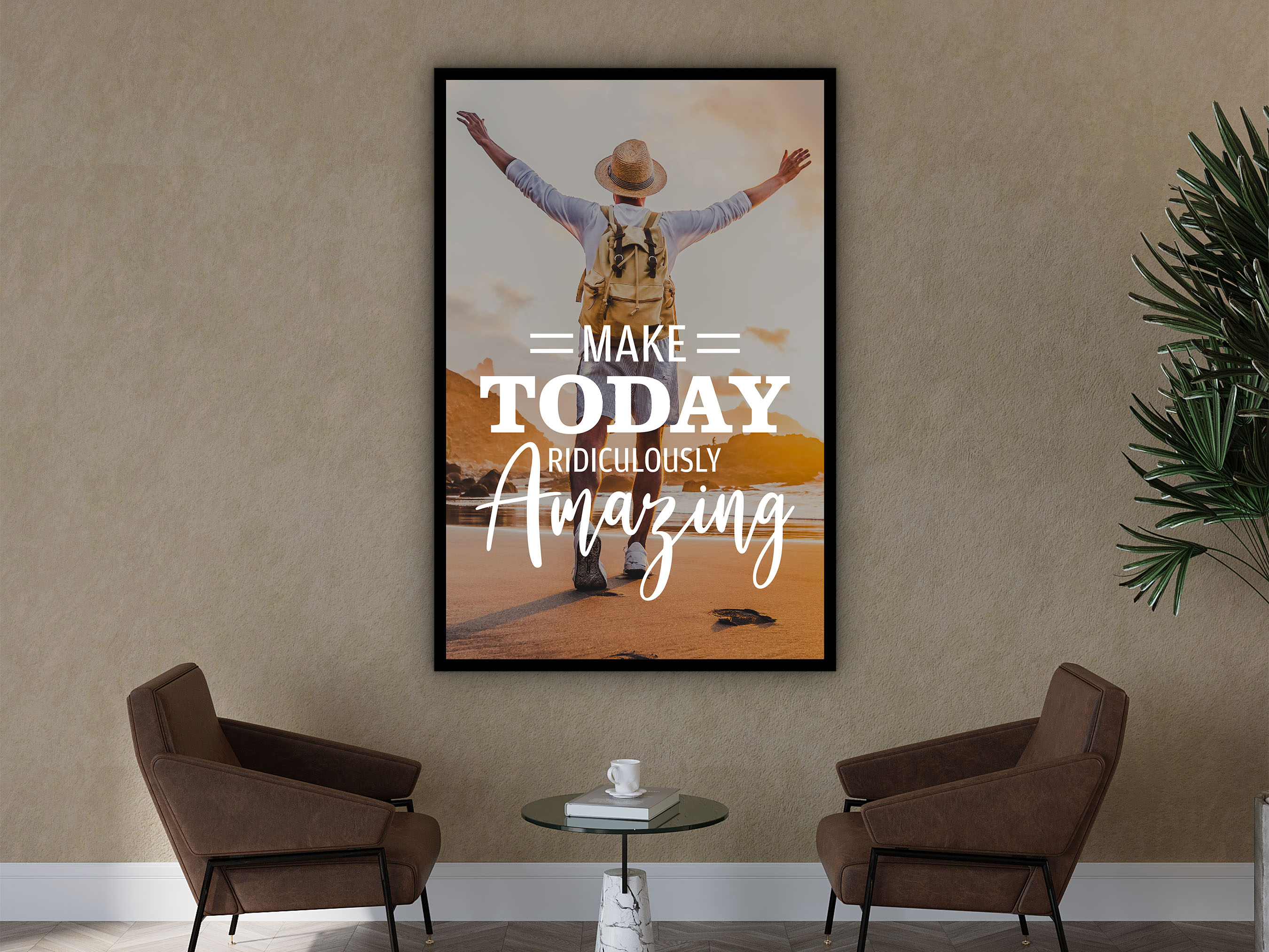 Daily Inspiration Wall Art, Make Today Amazing Canvas, Modern Design Home Office Decor, Ready to Hang, Perfect Gift, Printed on Black Frame