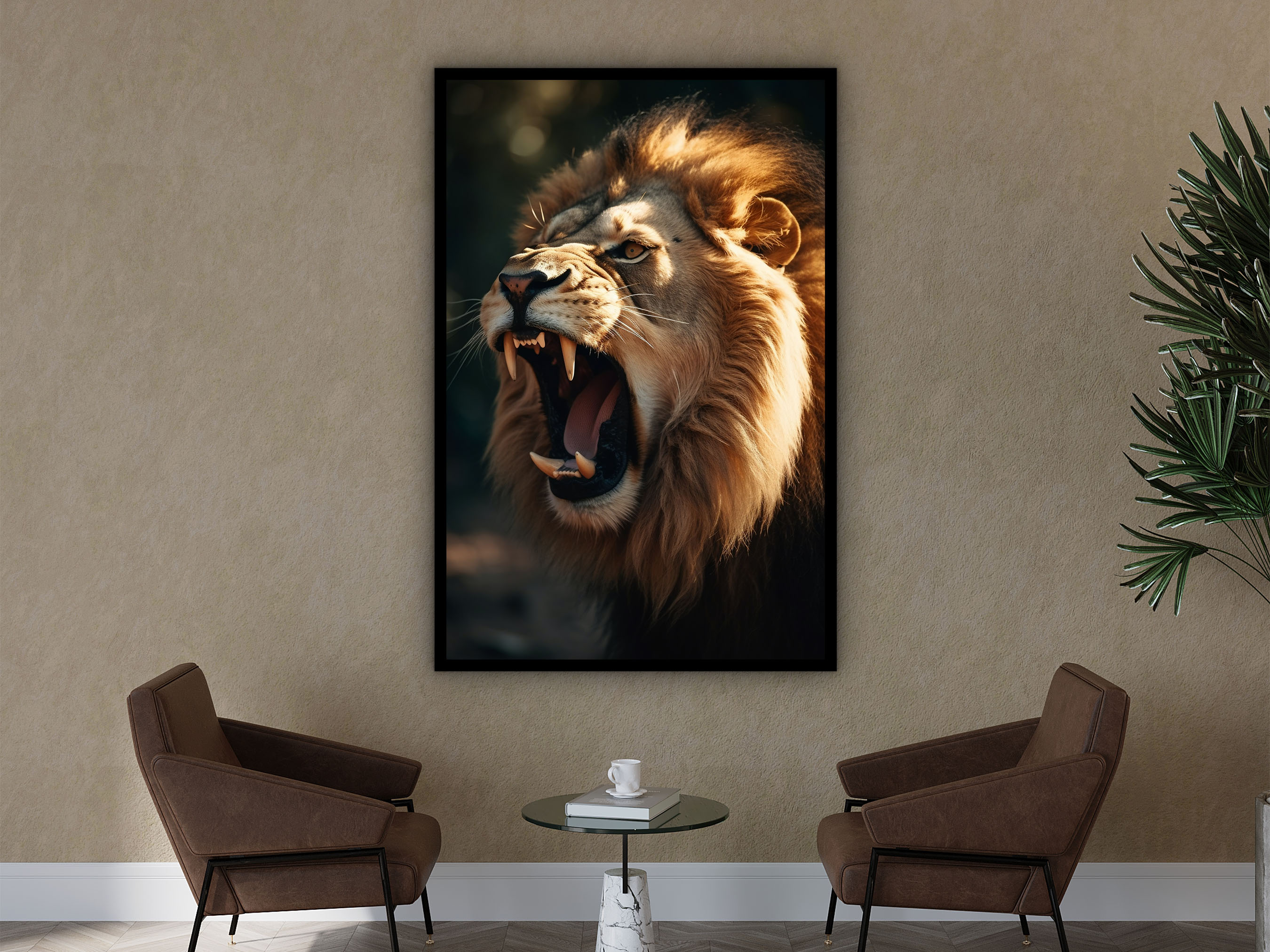 Lion Canvas Wall Art, Animal Modern Home Decor, Poster Wall Decor, Ready to Hang, Lion Poster Print, Perfect Gift, Printed on Black Frame