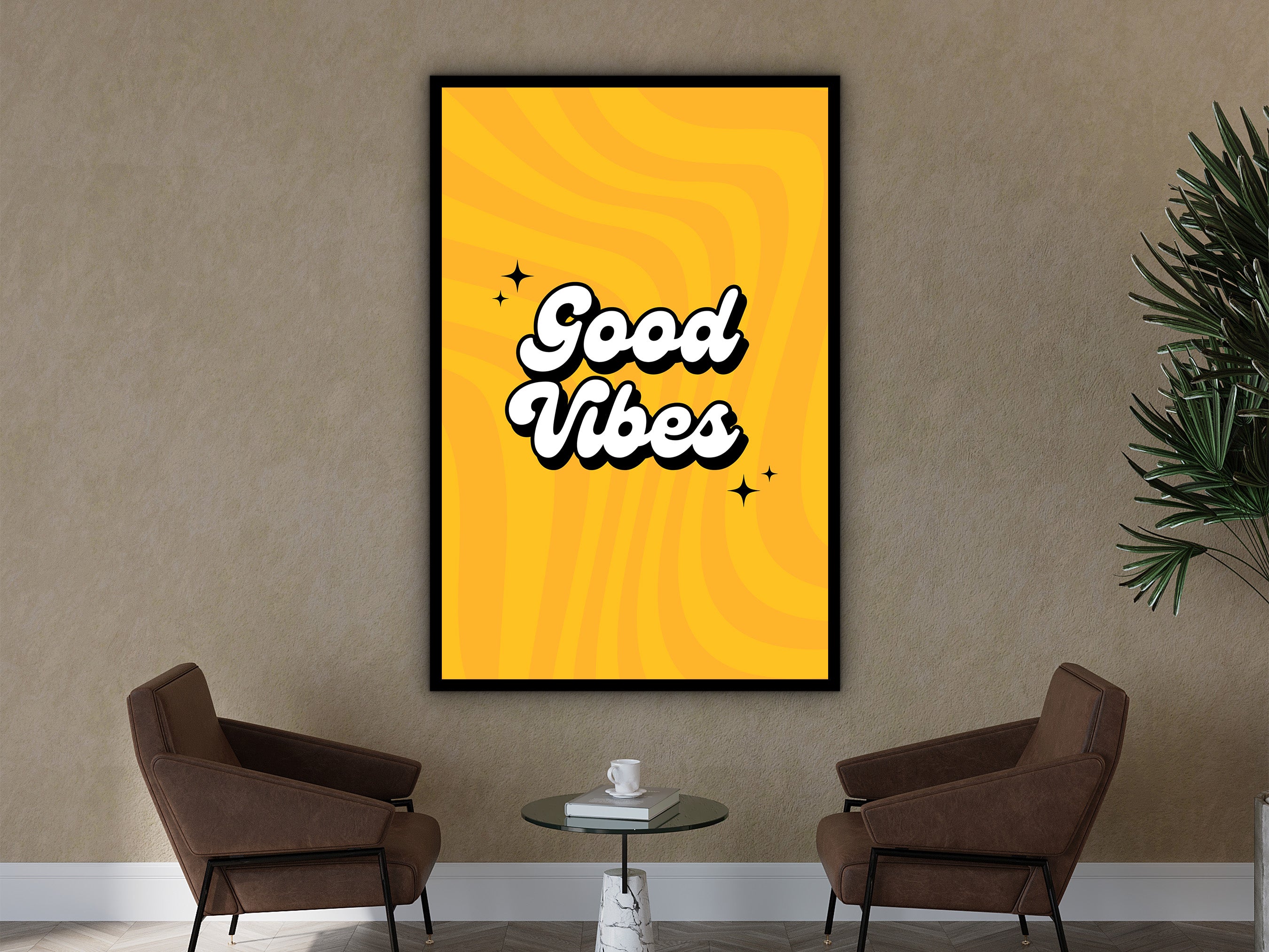 Motivational Poster Canvas, Good Vibes Wall Art, Empowering Quotes Artwork, Ready to Hang, Office Poster Success Art, Printed on Black Frame