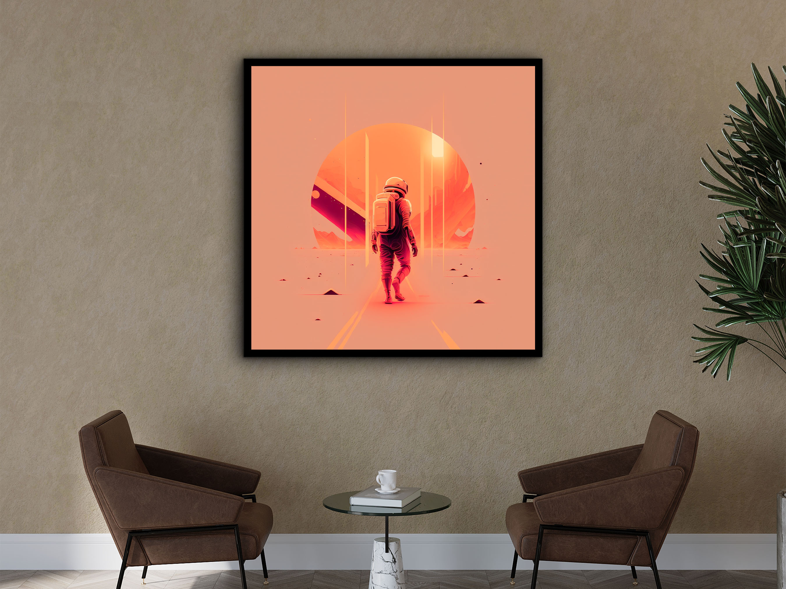 Man Astronaut Canvas Wall Art, Astronaut Design Print Art, Home & Office Wall Decor, Ready to Hang, Perfect Gift, Printed on Black Frame